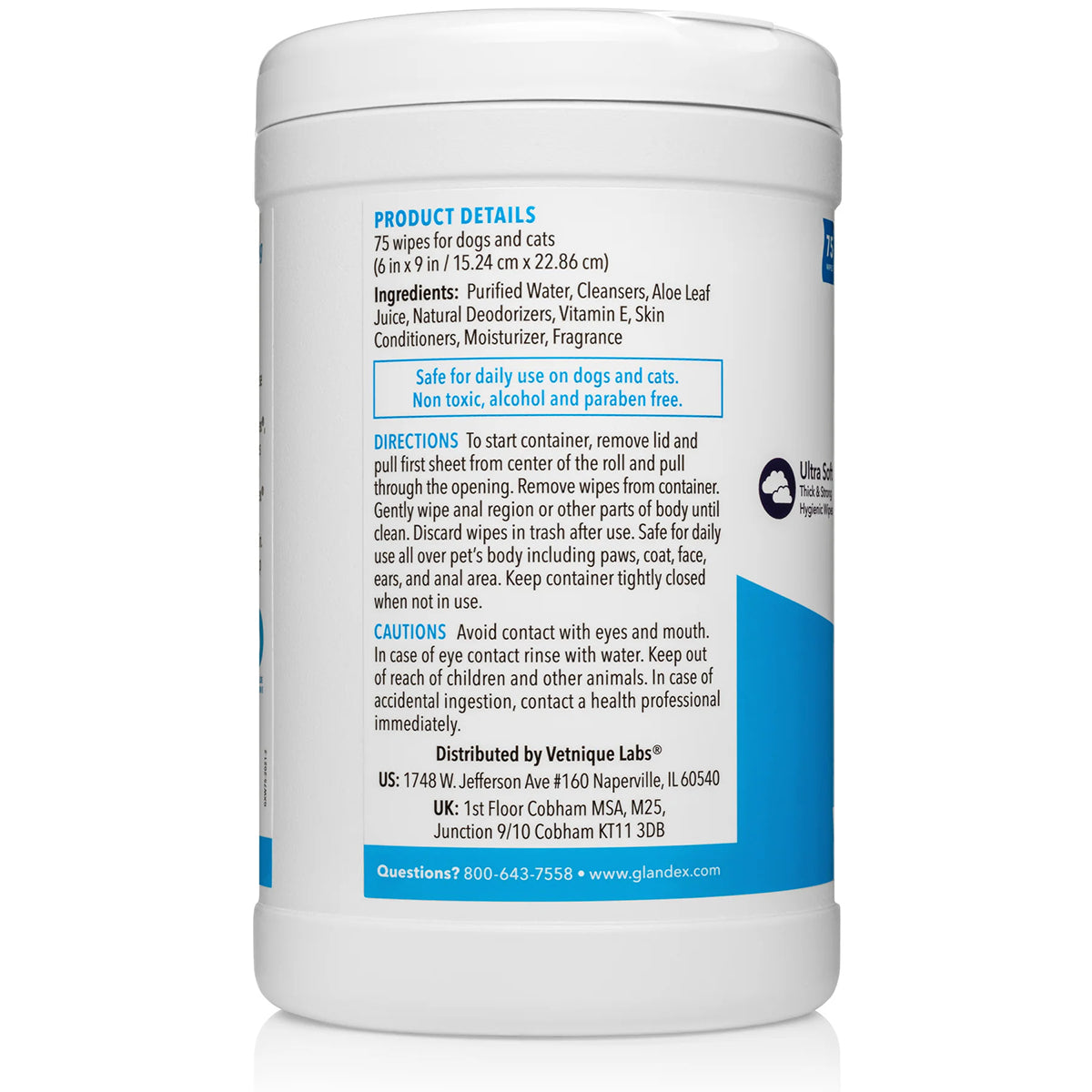Glandex Rear End Pet Wipes Cannister