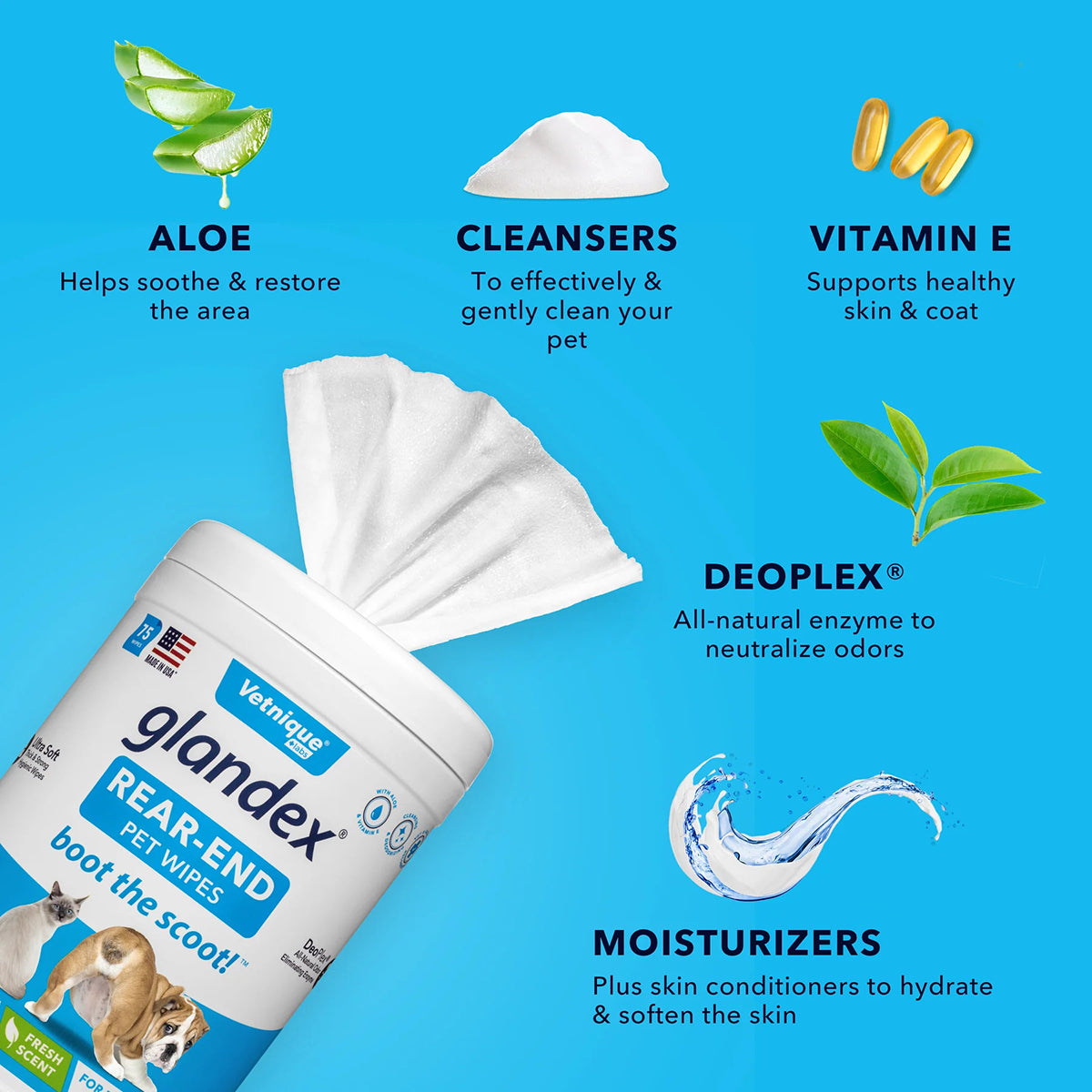 Glandex Rear End Pet Wipes Cannister