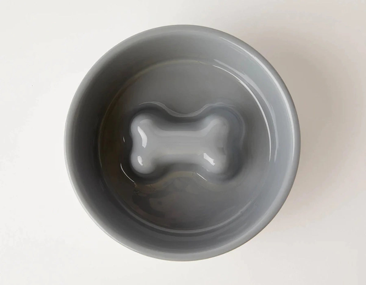 Jax & Bones Bone Slow Feeder Bowl Grey Small