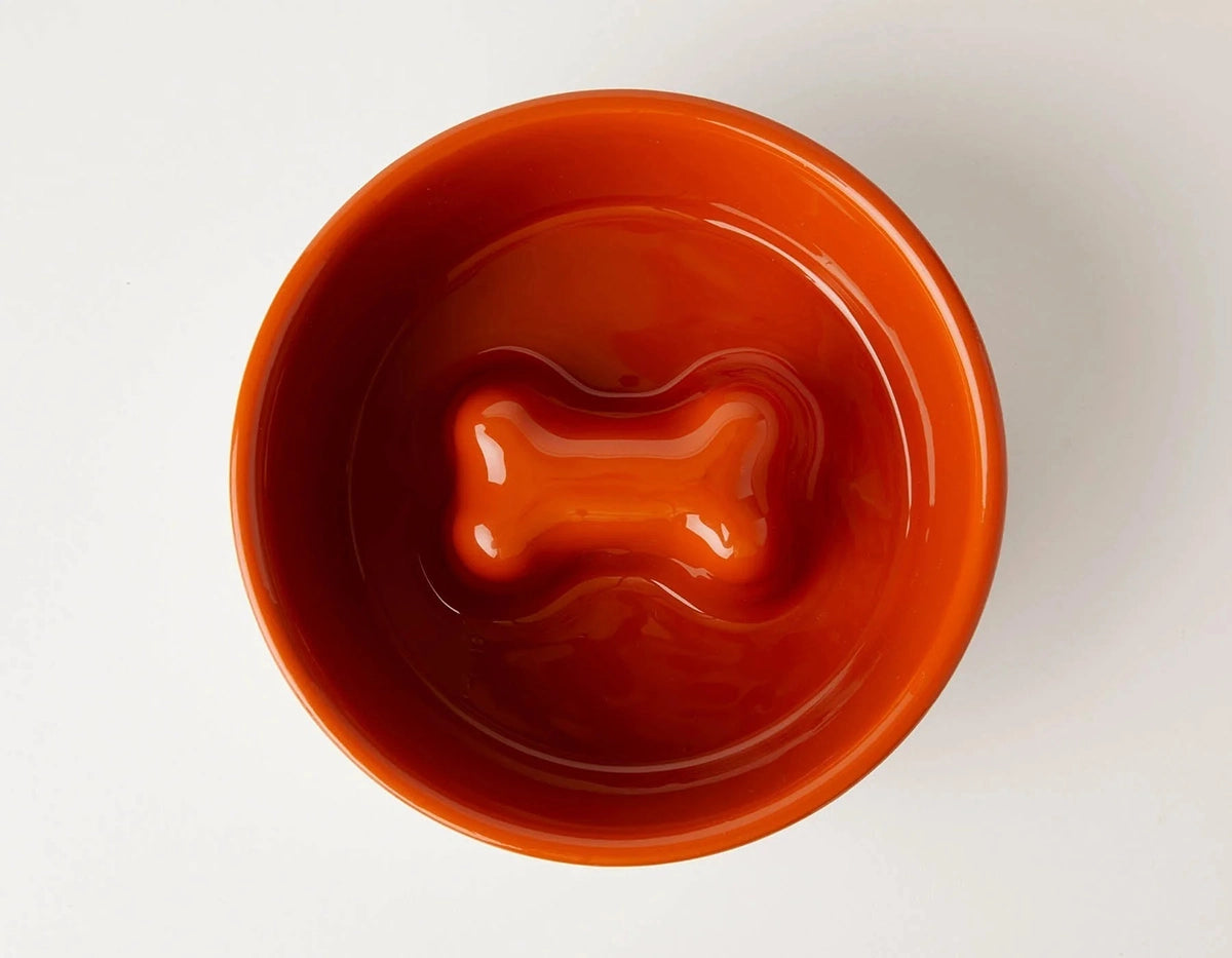 Jax & Bones Bone Slow Feeder Bowl Orange Medium