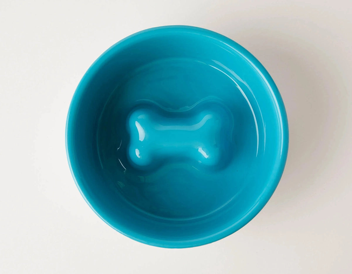 Jax & Bones Bone Slow Feeder Bowl Blue Small