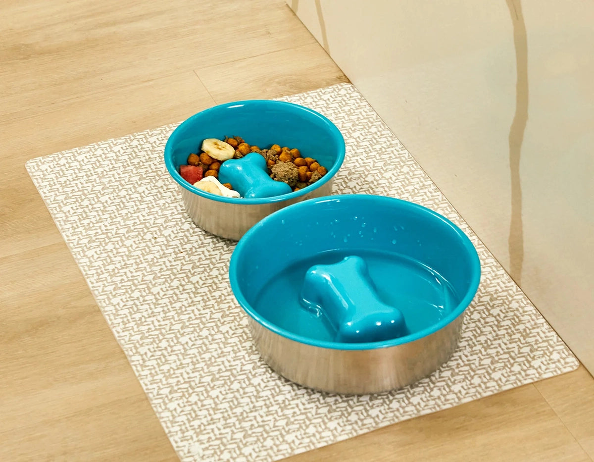 Jax & Bones Bone Slow Feeder Bowl Blue Small