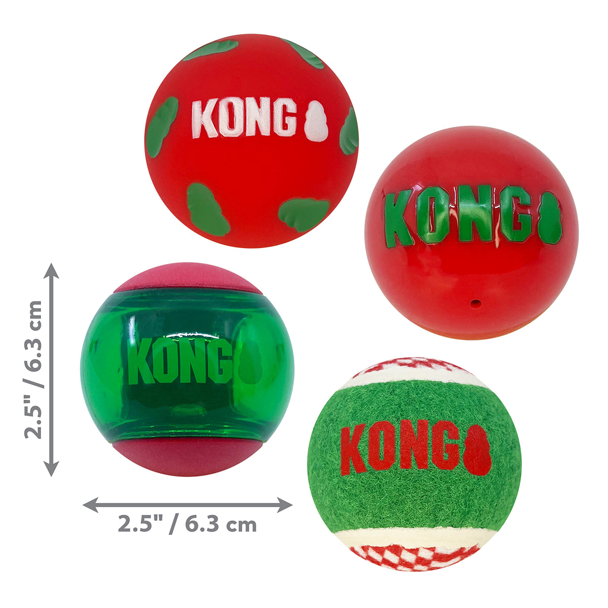 KONG Holiday Occasions Balls 4-pk Dog Toy Md