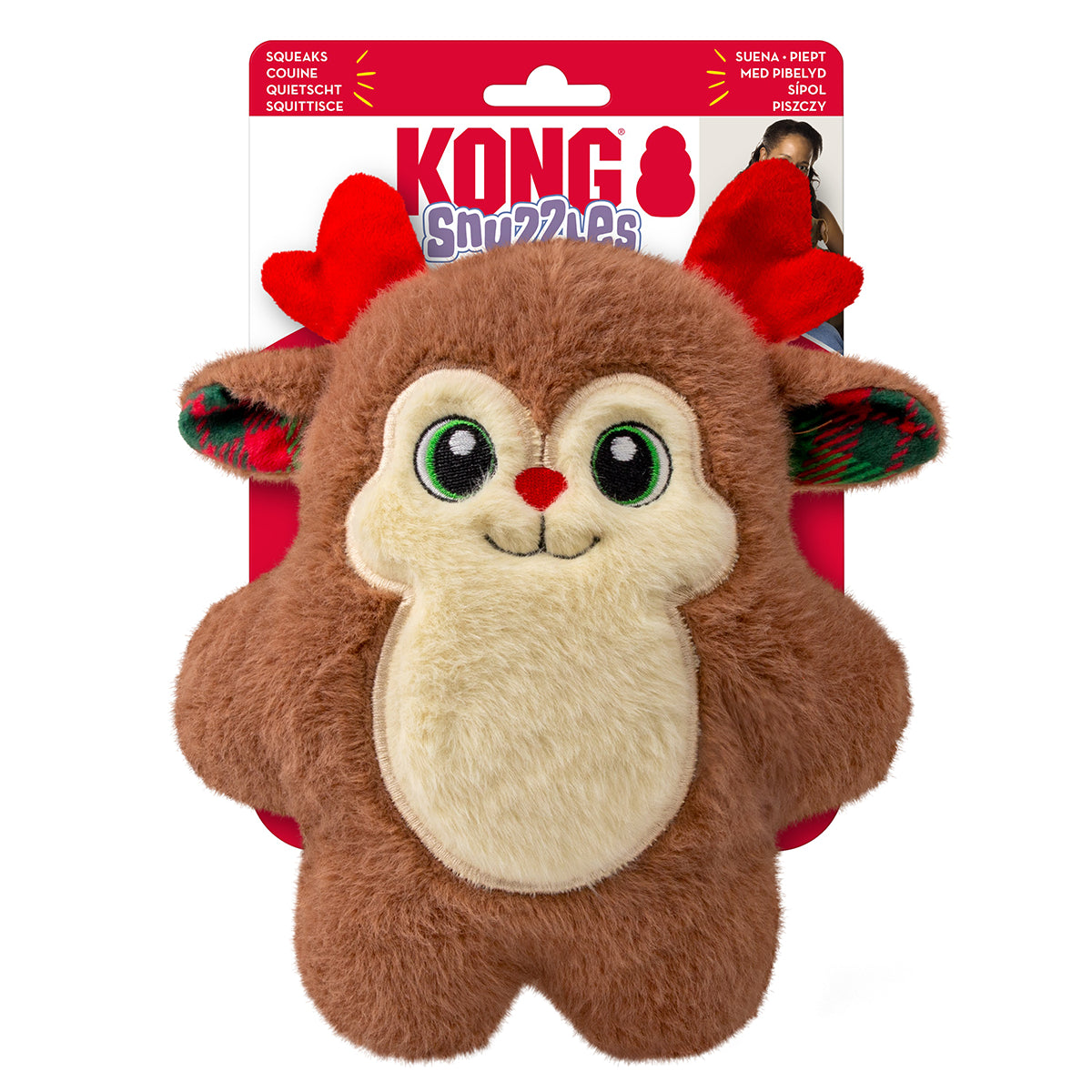 KONG Holiday Snuzzles Reindeer Dog Toy Md