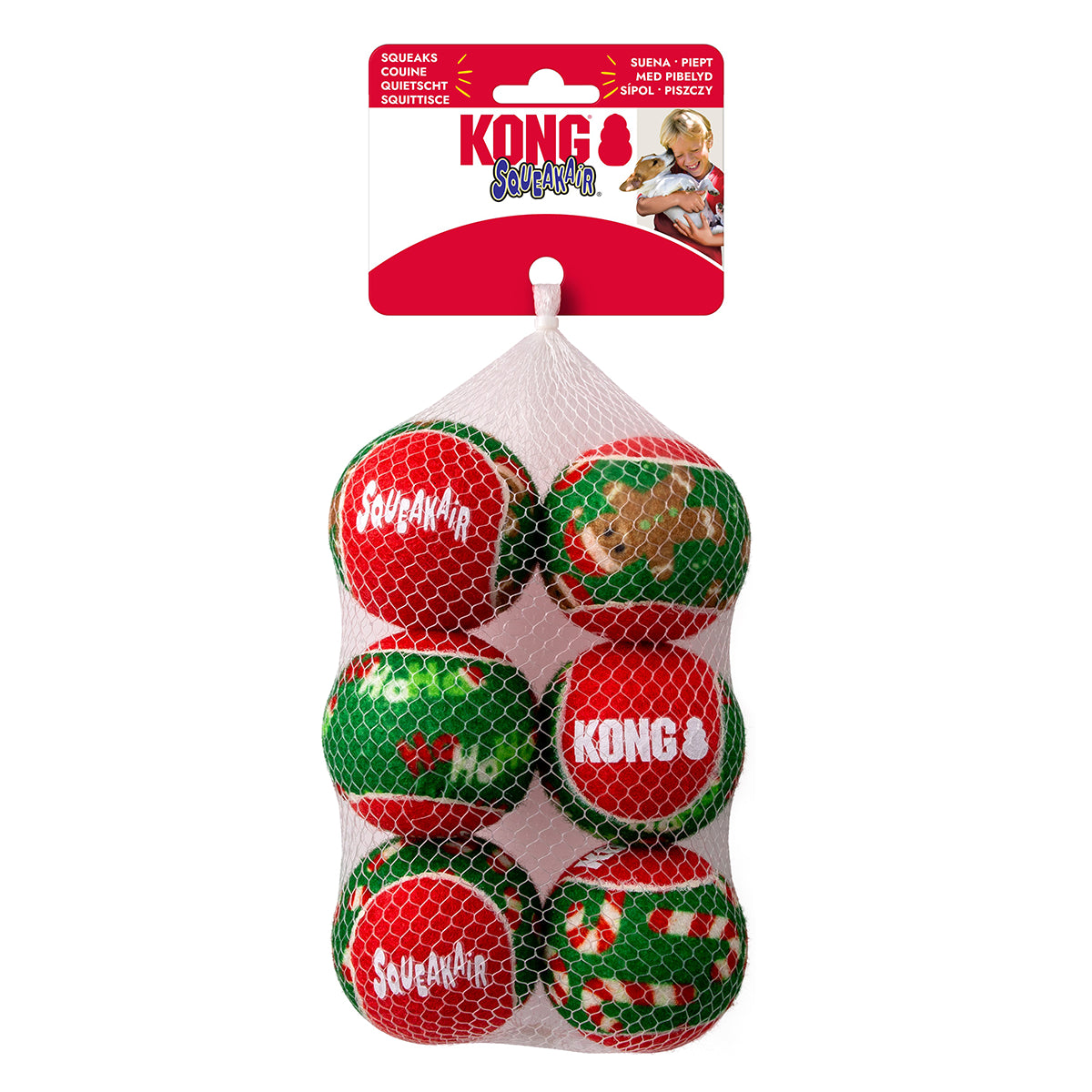KONG Holiday SqueakAir® Balls 6-pk Dog Toy Md