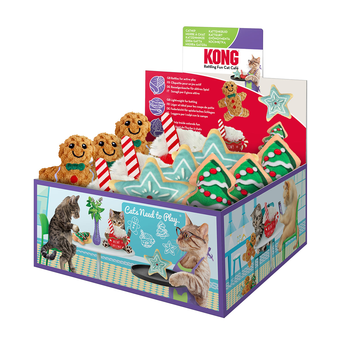 KONG Holiday Scrattles Cafe Cat Toy 12pc PDQ
