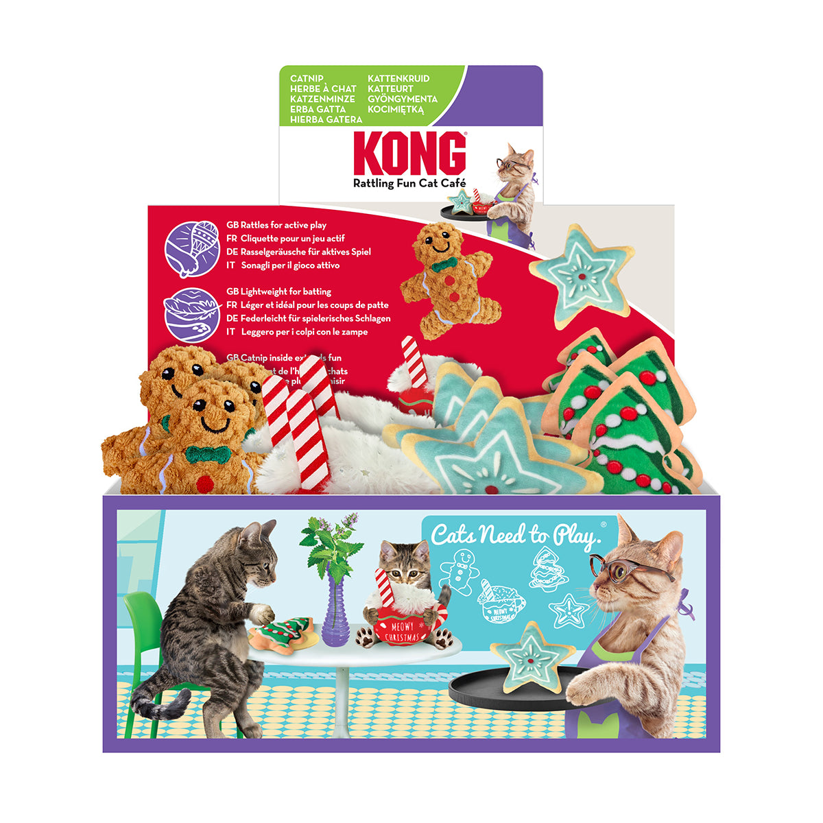 KONG Holiday Scrattles Cafe Cat Toy 12pc PDQ