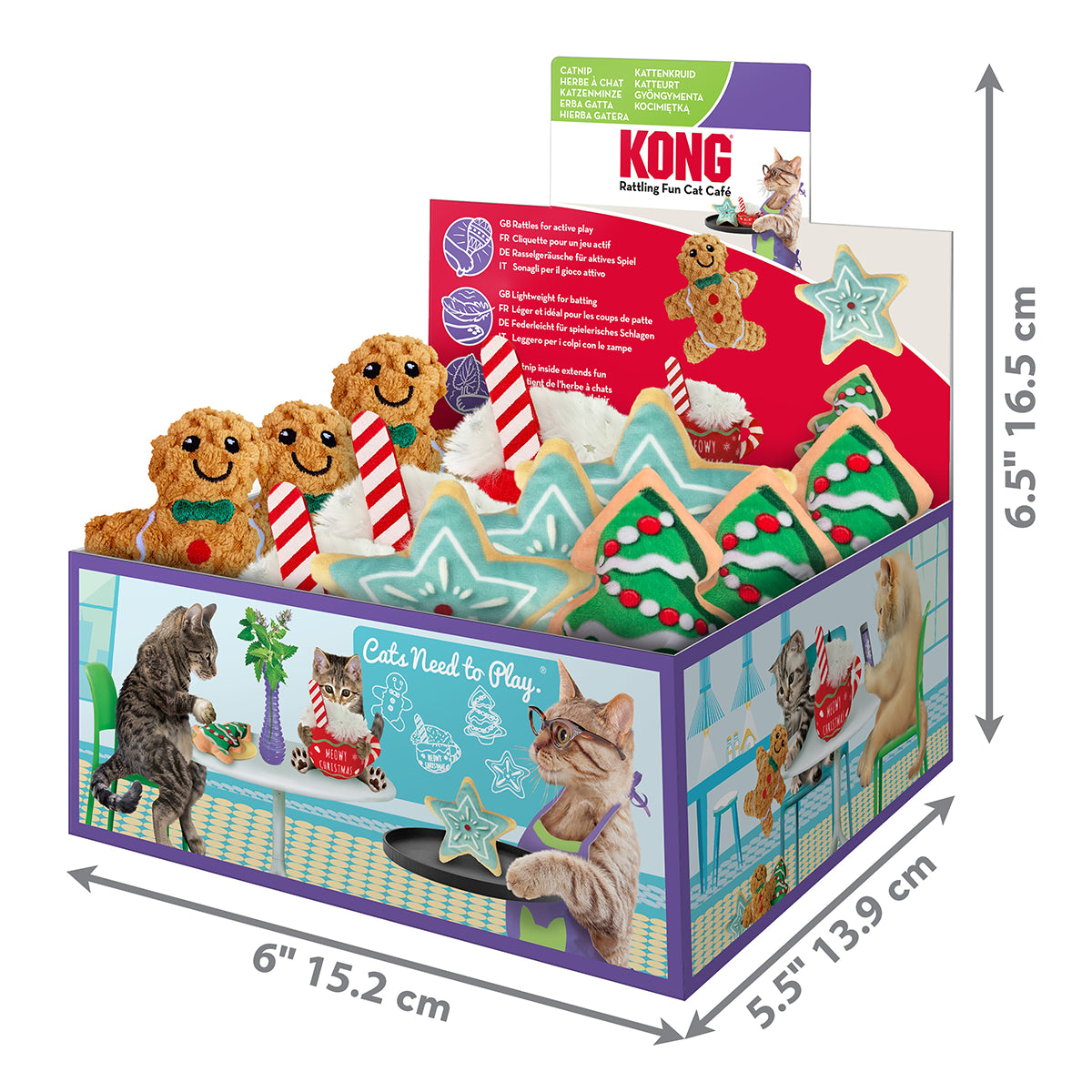 KONG Holiday Scrattles Cafe Cat Toy 12pc PDQ