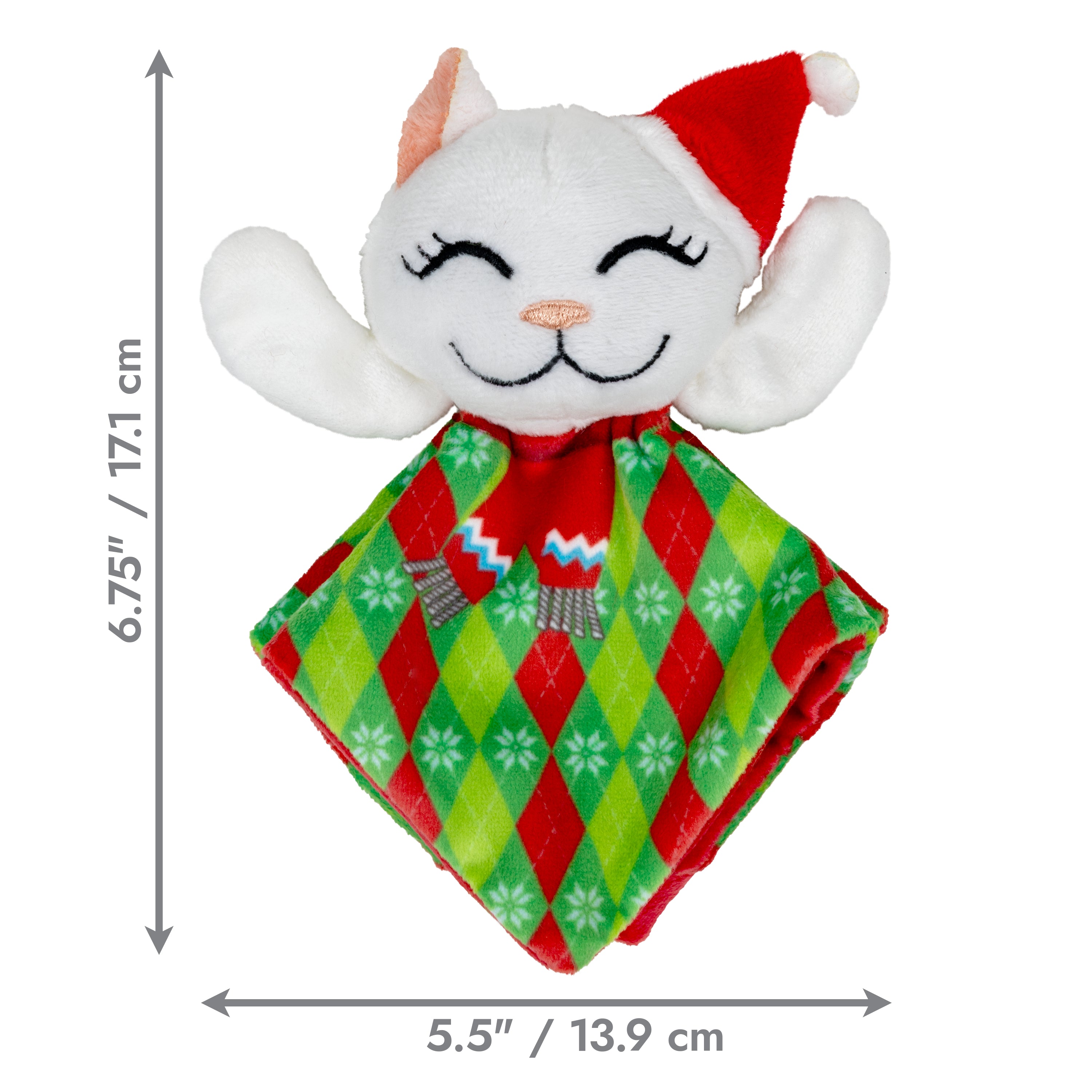KONG Holiday Crackles Santa Kitty Argyle
