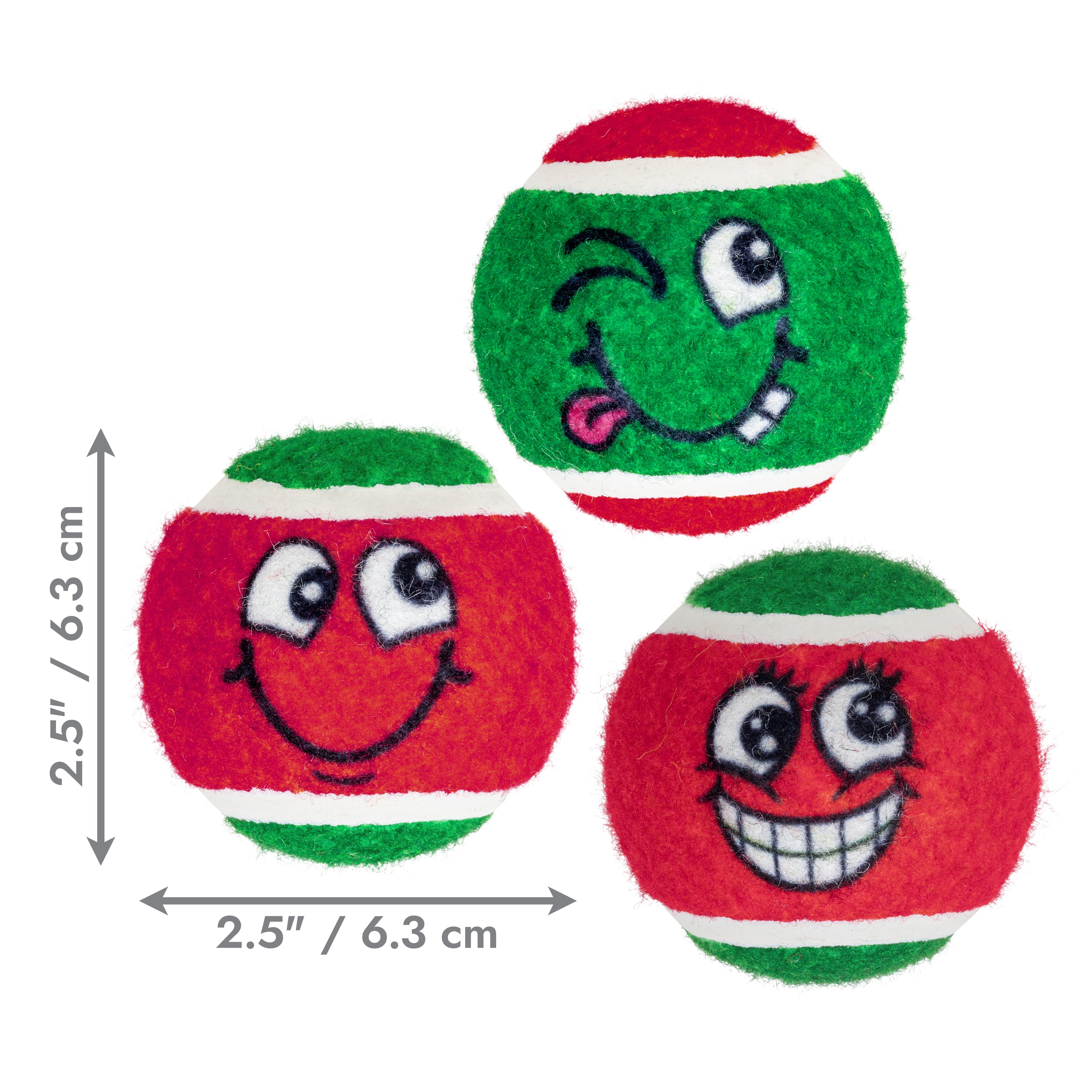 KONG Holiday Grinz Naughty & Nice Sport Balls 3-pk Md