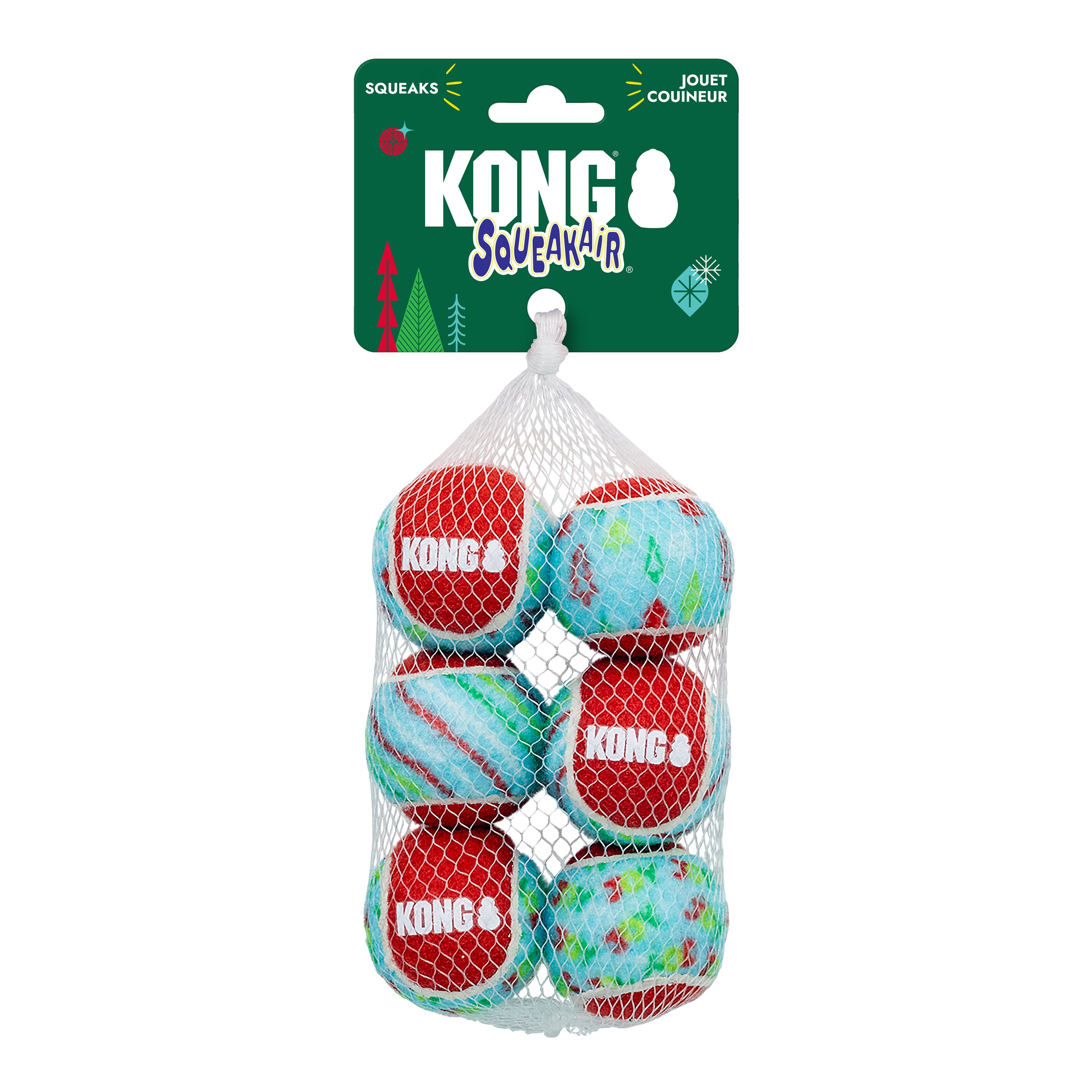 KONG Holiday SqueakAir® Tennis Balls 6-pk Sm