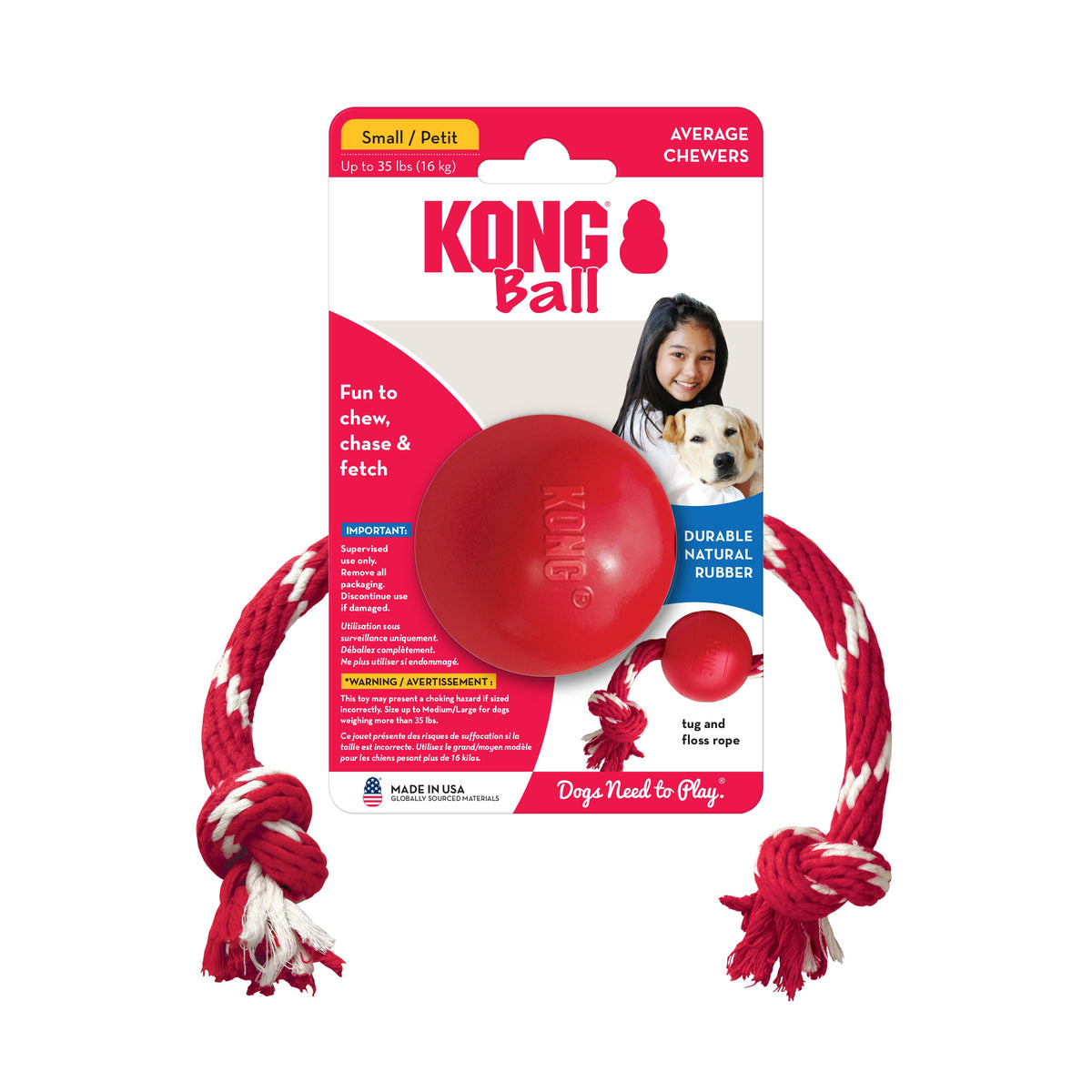 KONG® Ball w/Hole Dog Fetch Toy Small