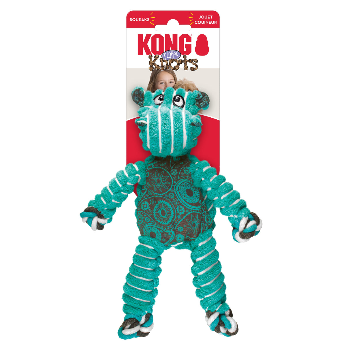 KONG® Floppy Knots Hippo Dog Rope Toy Small/Medium