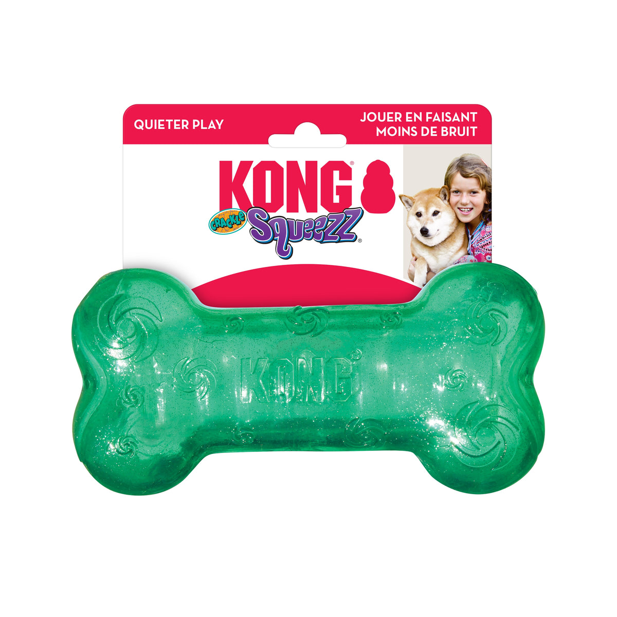 KONG® Squeezz® Crackle Bone Dog Fetch Toy Assorted Large