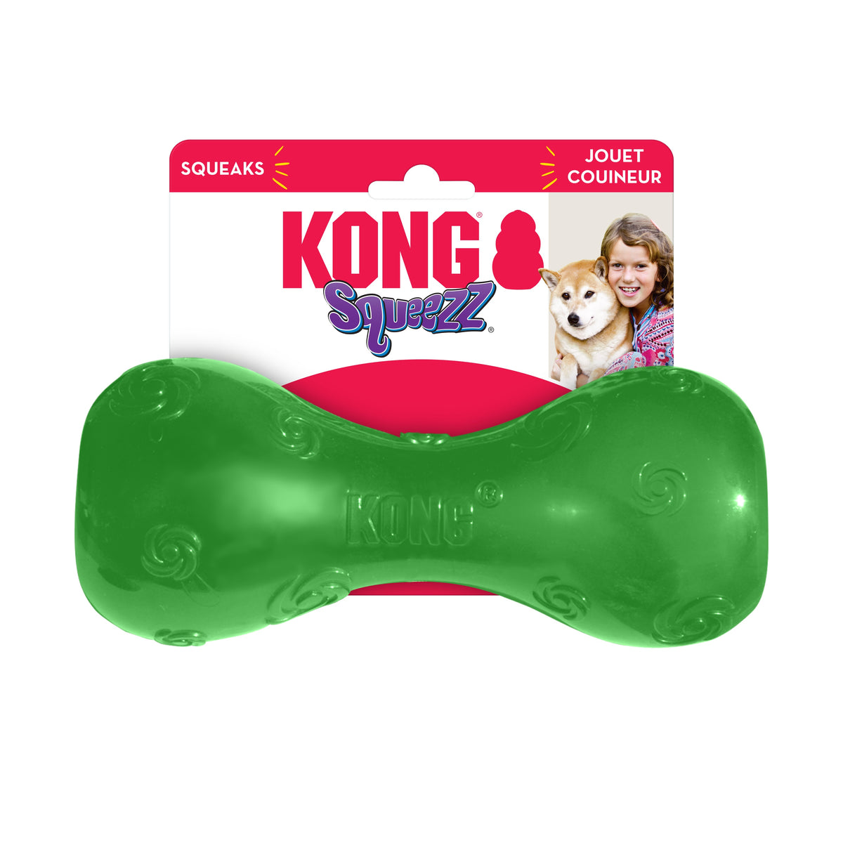 KONG® Squeezz Dumbbell Dog Chew Toy Assorted Large