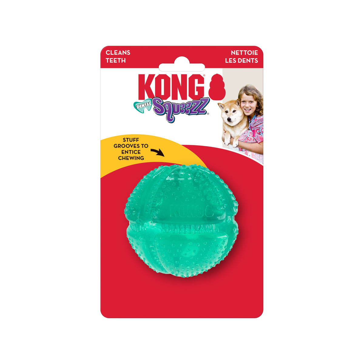 KONG® Squeezz Dental Ball Dog Chew Toy Medium