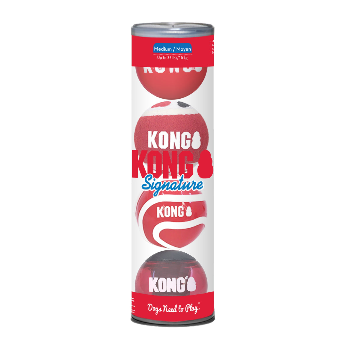 KONG® Signature Balls Dog Fetch Toy Assorted Medium 4pk
