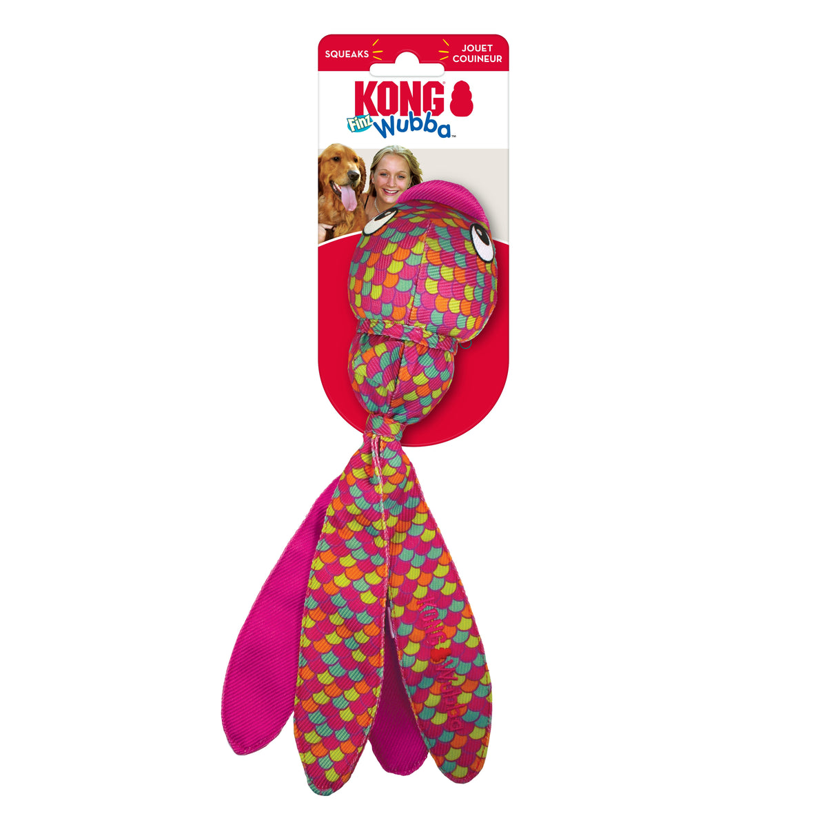 KONG® Wubba Finz Dog Tug Toy Pink Small