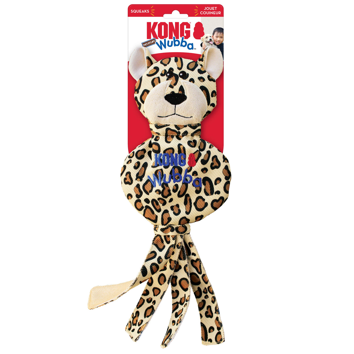 KONG® Wubba No Stuff Cheetah Dog Tug Toy Large