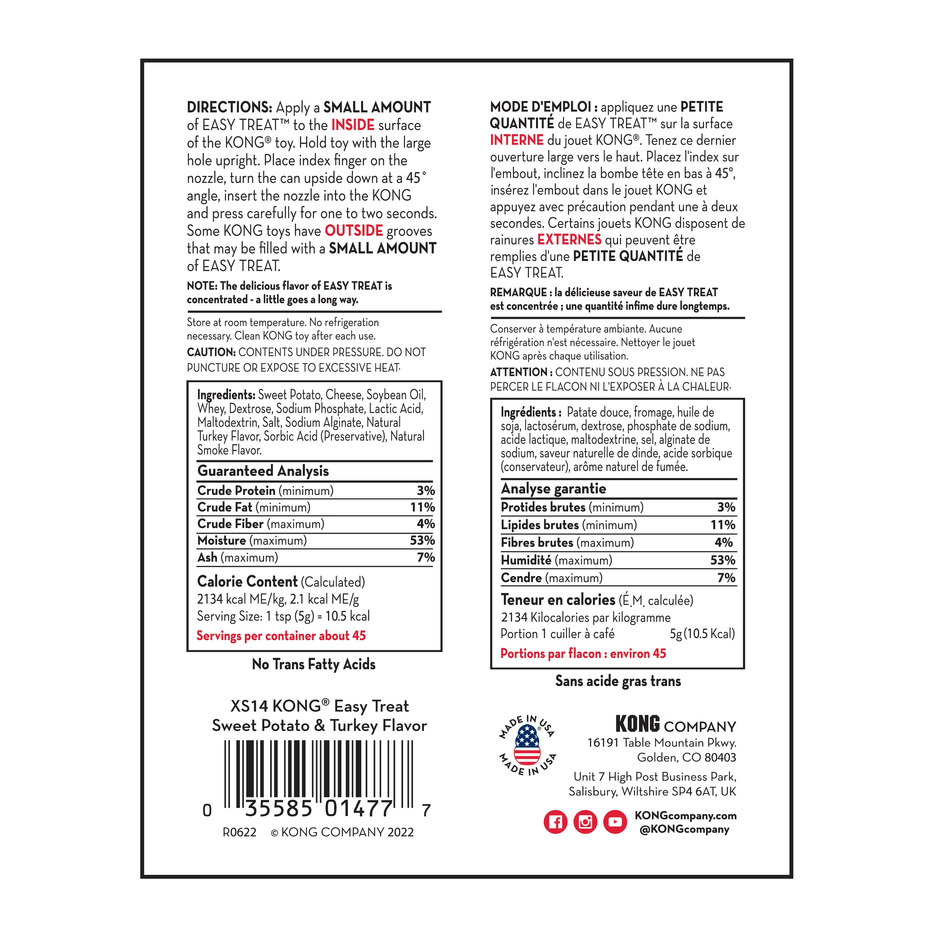KONG Easy Treat® Turkey & Sweet Potato 8 oz