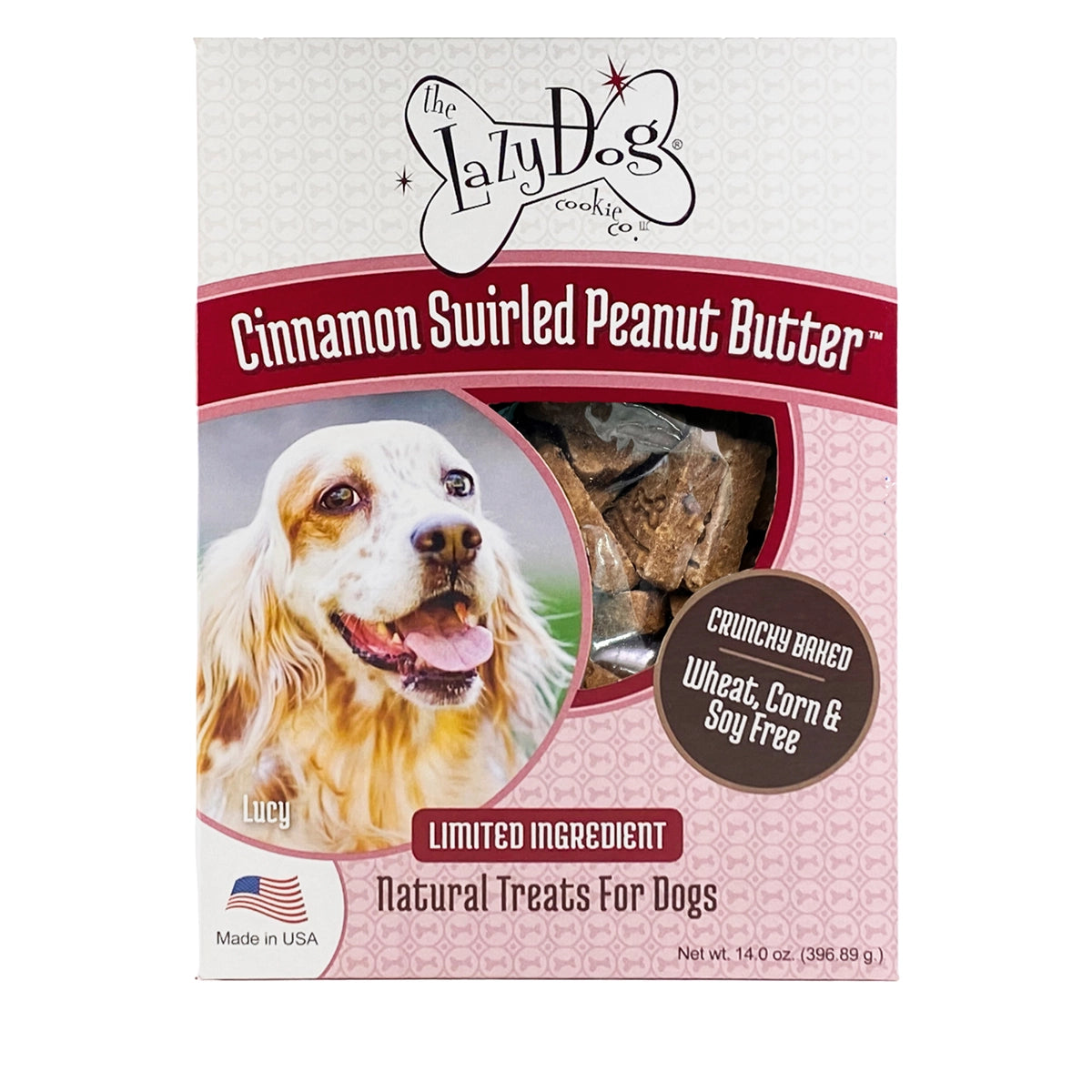 Lazy Dog Boxed Biscuits Cinnamon Swirled Peanut Butter WCSF 14 oz