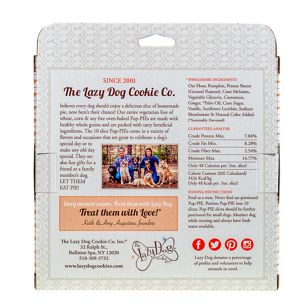 Lazy Dog Homestyle Pumpkin Pup-PIE Dog Treat 5oz Case of 8