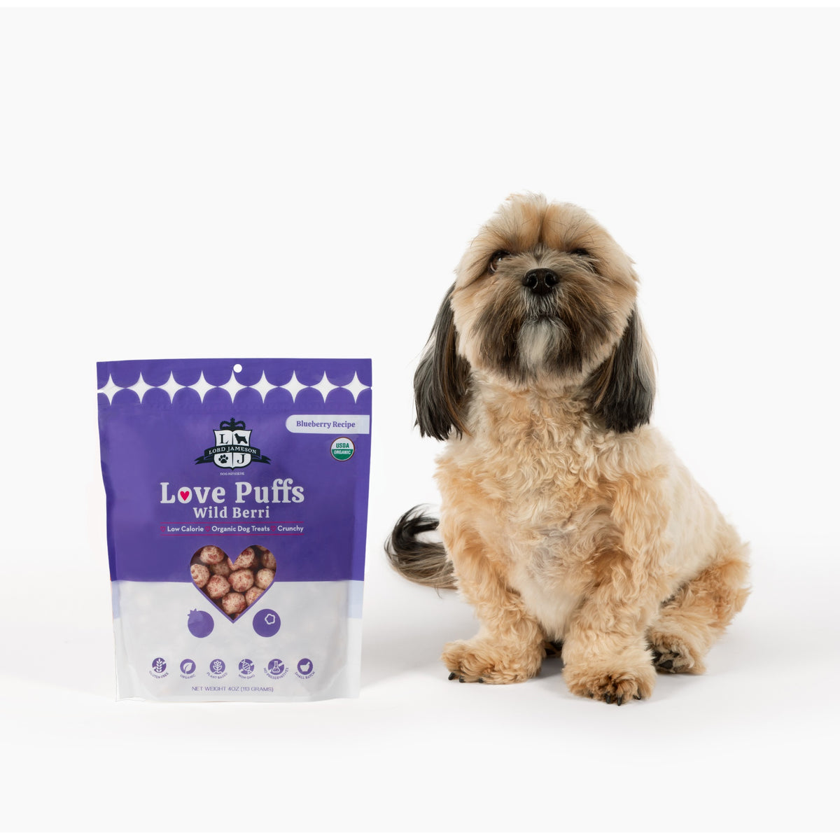 Lord Jameson Love Puffs Wild Berri Organic Crunchy Dog Treats 4oz