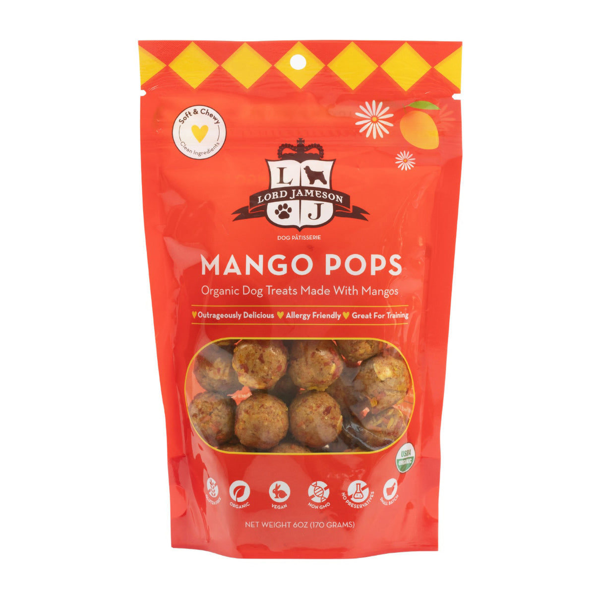 Lord Jameson Mango Pops Organic Soft & Chewy Dog Treats 6oz