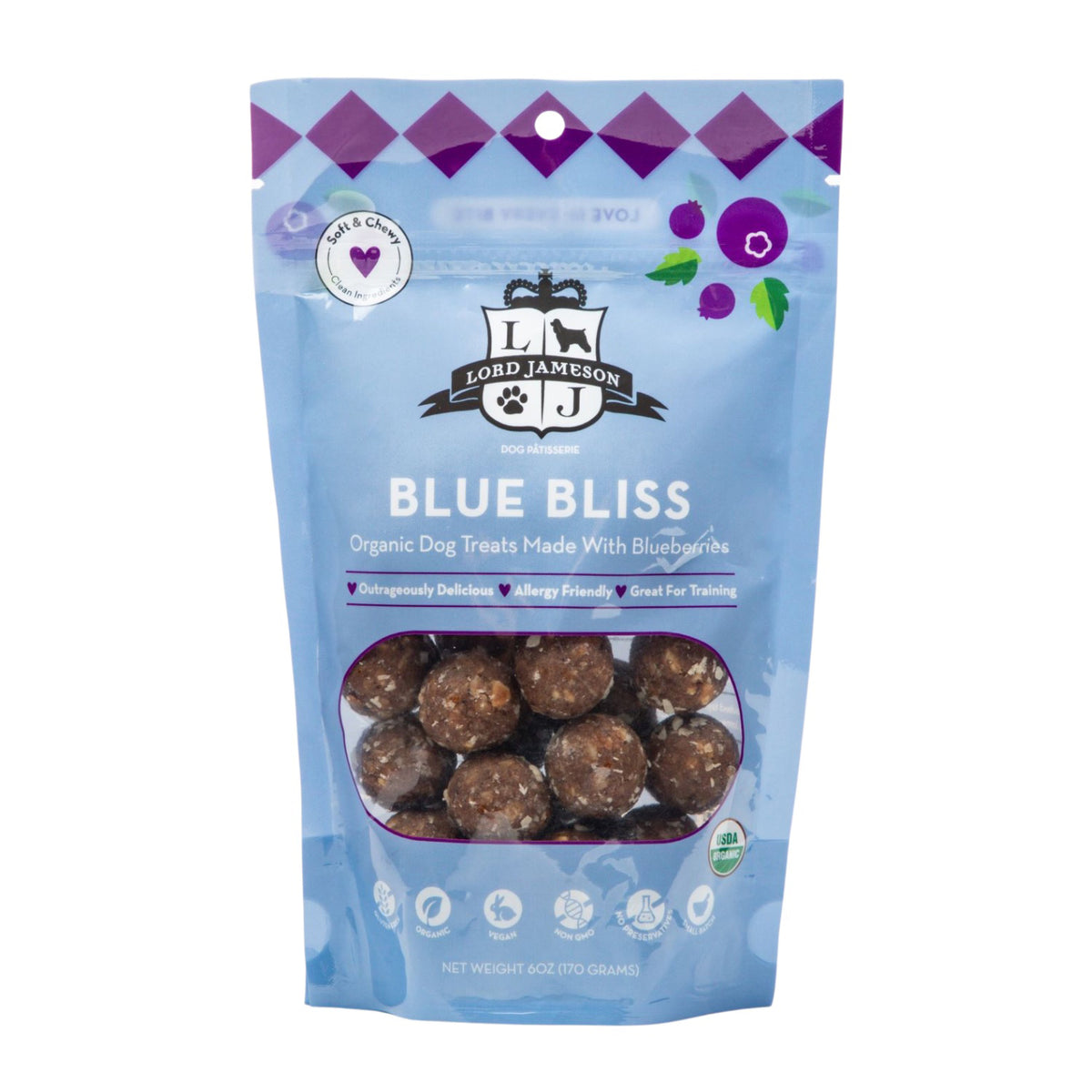 Lord Jameson Blue Bliss Organic Soft & Chewy Dog Treats 6oz