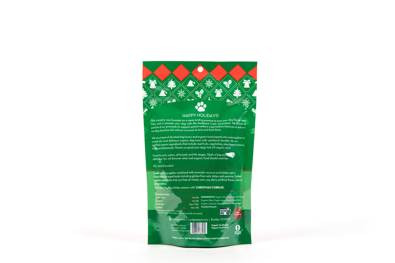 Lord Jameson Christmas Cobbler Organic Soft & Chewy Dog Treats 6oz