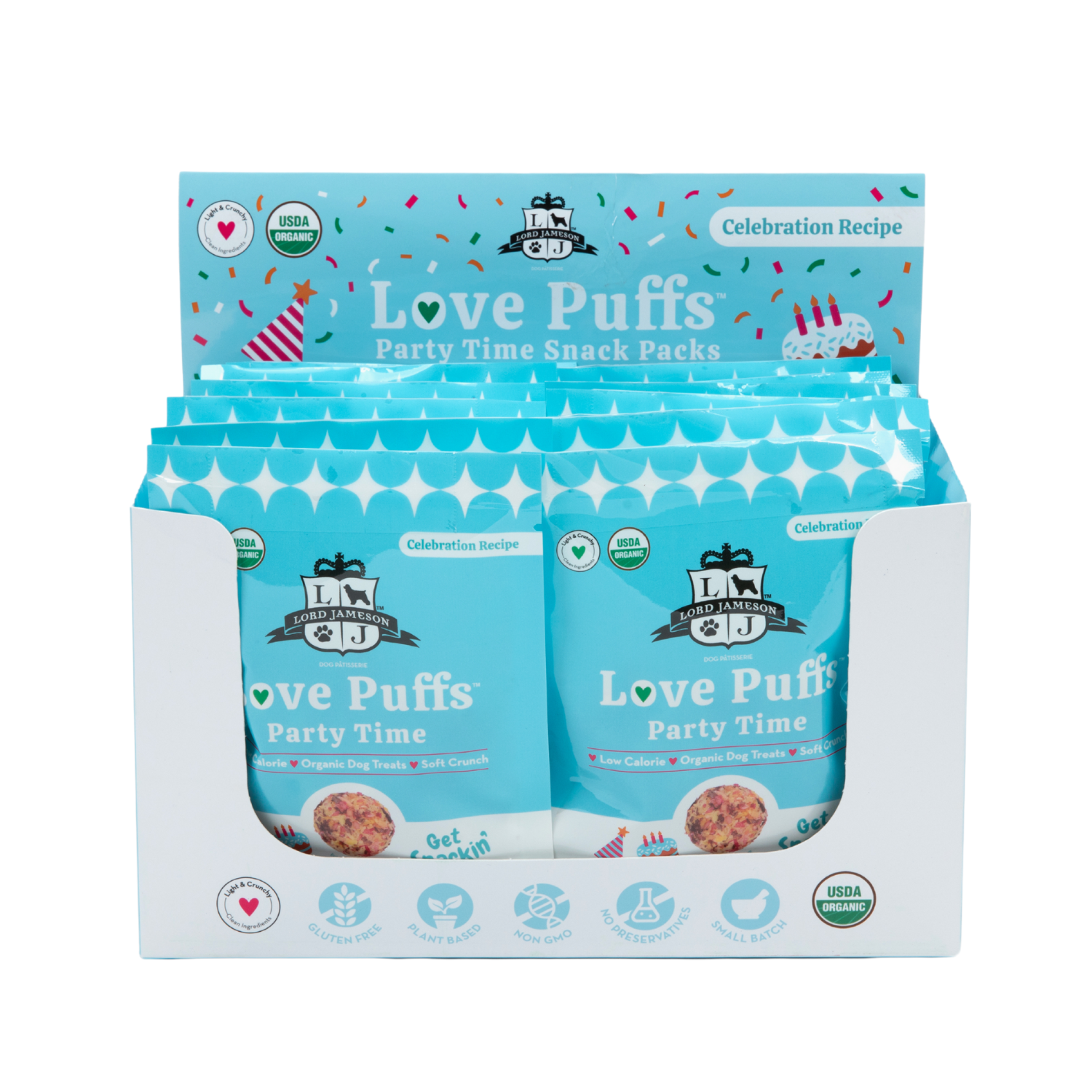 Lord Jameson Love Puffs Party Time Grab-n-Go 12 ct Snack Packs + Display