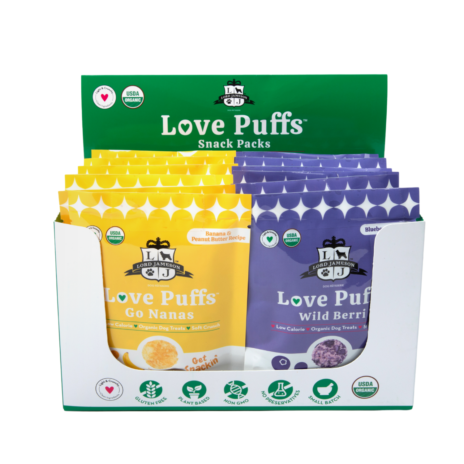 Lord Jameson Love Puff Assortment Grab-n-Go 12 ct Snack Packs + Display