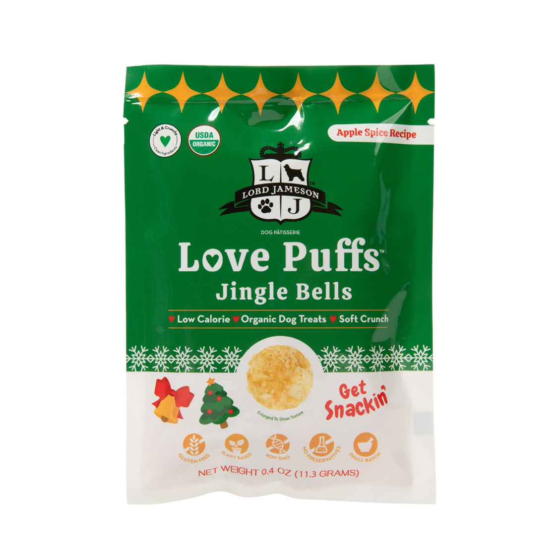 Lord Jameson Love Puffs Jingle Bells 12 ct Grab-n-Go Snack Pack W/ Display Tray .4oz