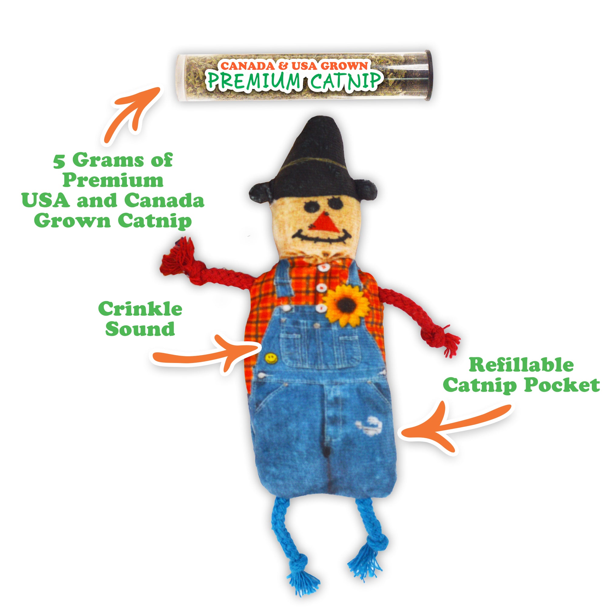 Meowijuana "Get Spooked" - Scarecrow Fillable Catnip Toy