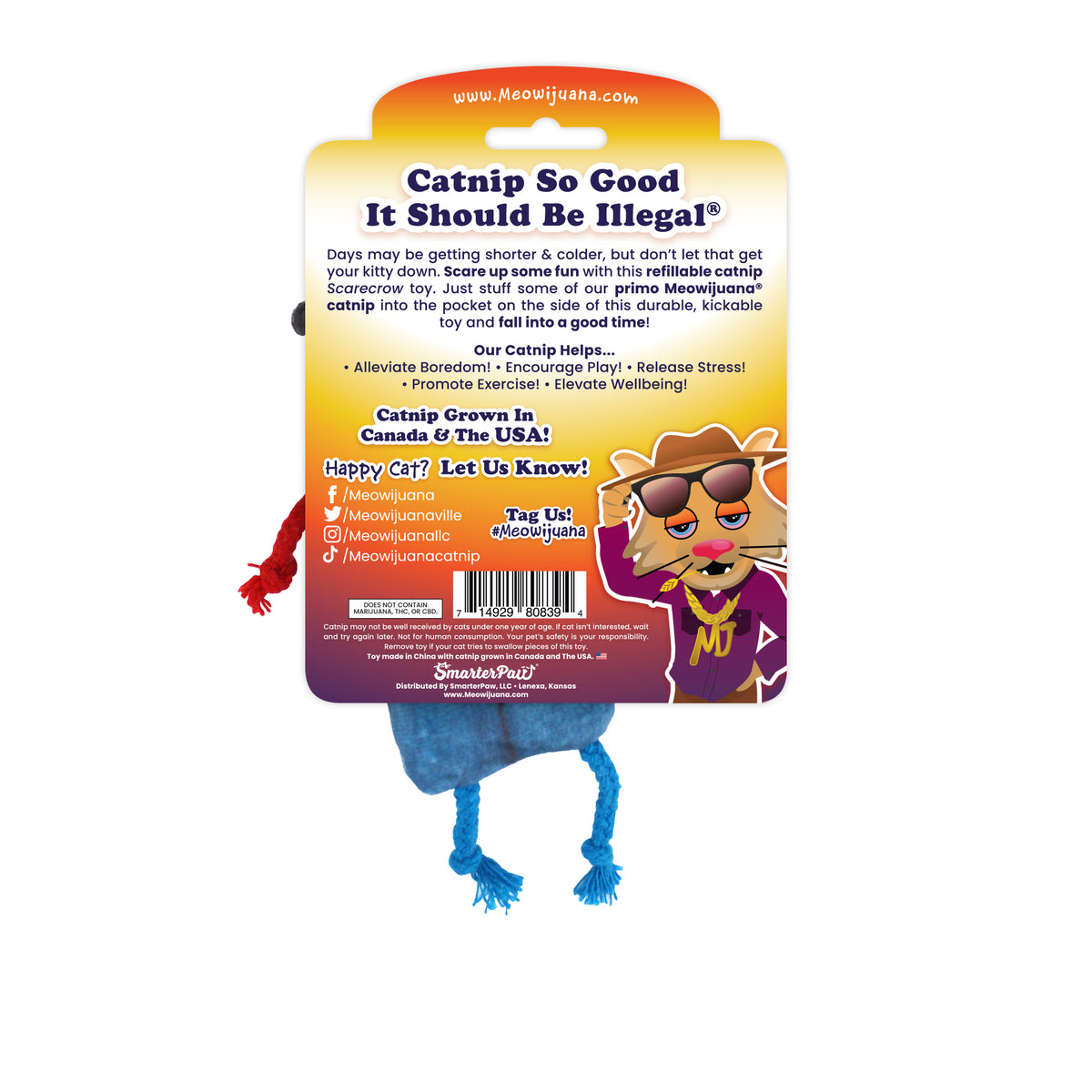 Meowijuana "Get Spooked" - Scarecrow Fillable Catnip Toy