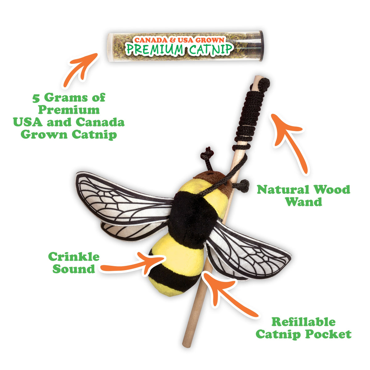 Meowijuana Get Buzzed Bee w/Wand Cat Toy