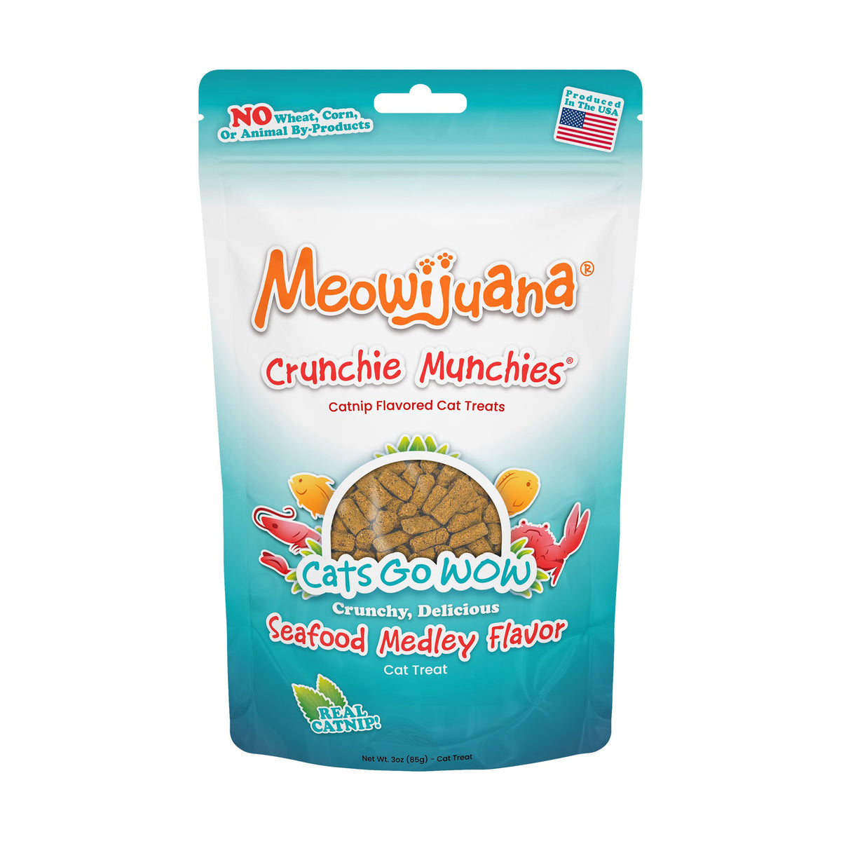 Meowijuana Crunchie Munchie Seafood Medley Cat Treat 3oz