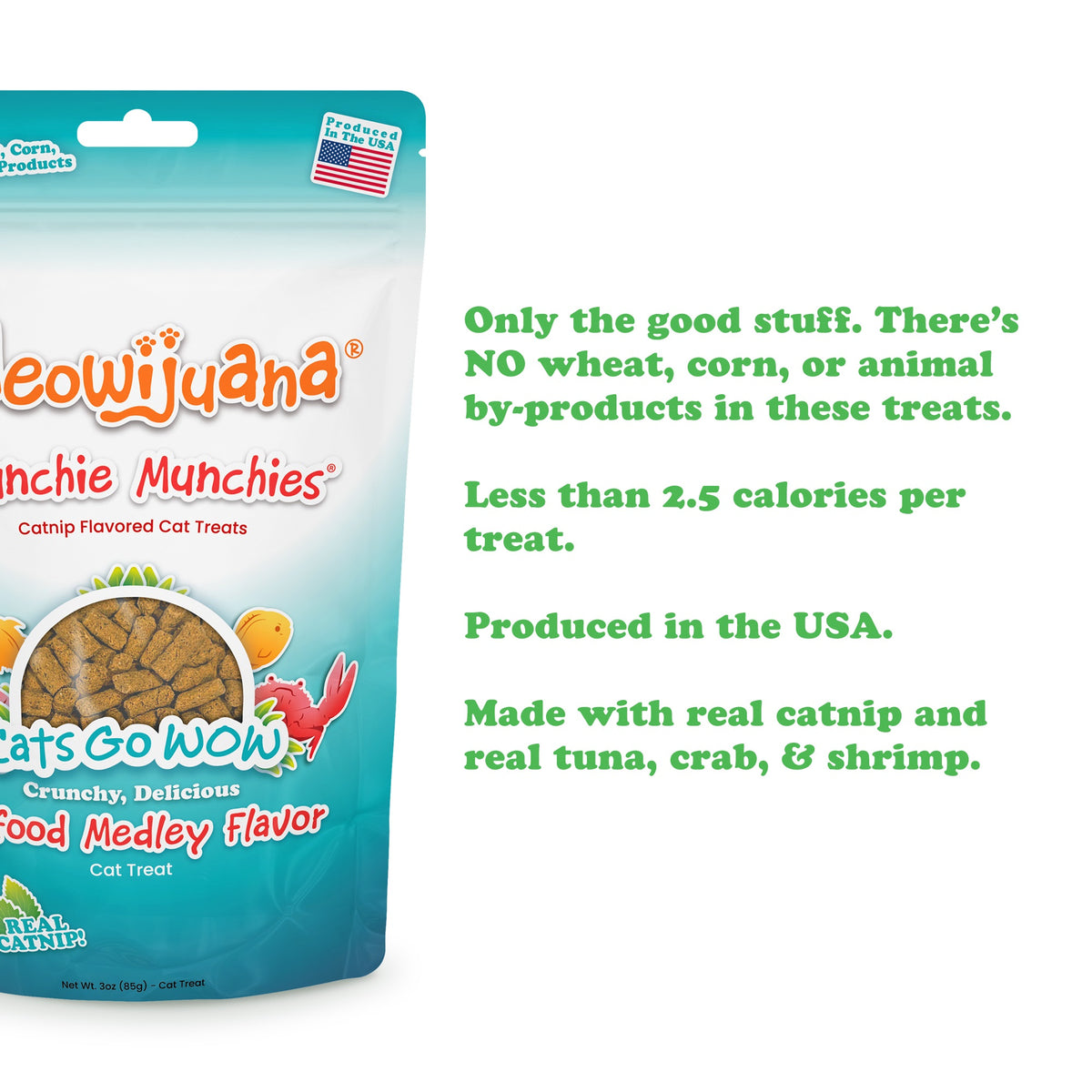 Meowijuana Crunchie Munchie Seafood Medley Cat Treat 3oz
