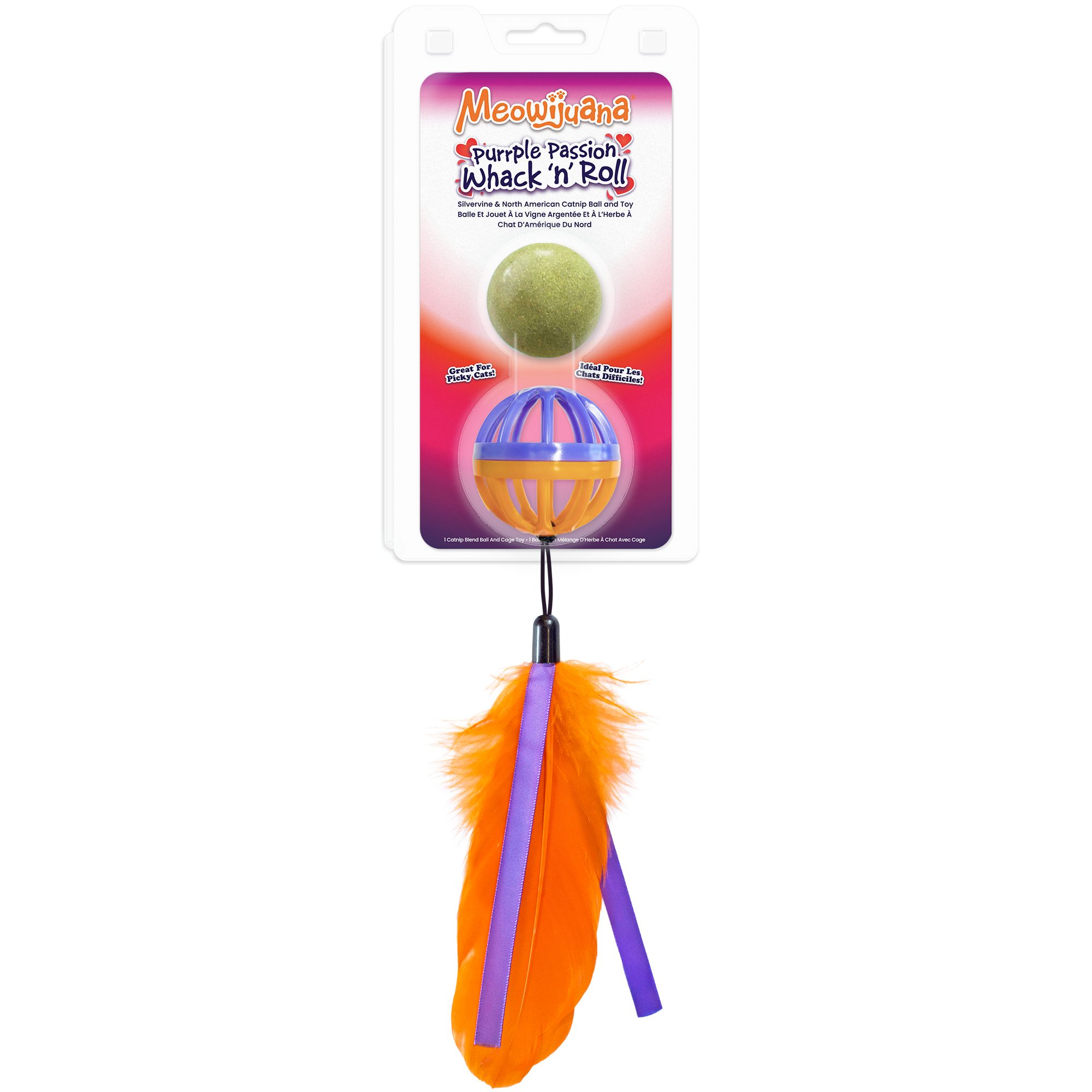 Meowijuana Meowijuana Purple Passion Whack 'n' Roll Compressed Catnip Ball with Cage 2oz