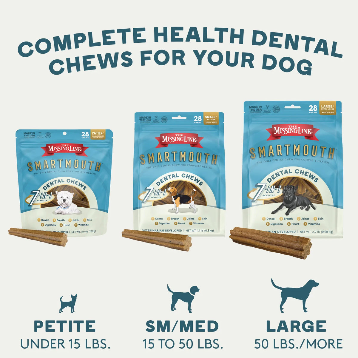 The Missing Link - SMARTMOUTH Dental Chew L/XL Dog 28ct