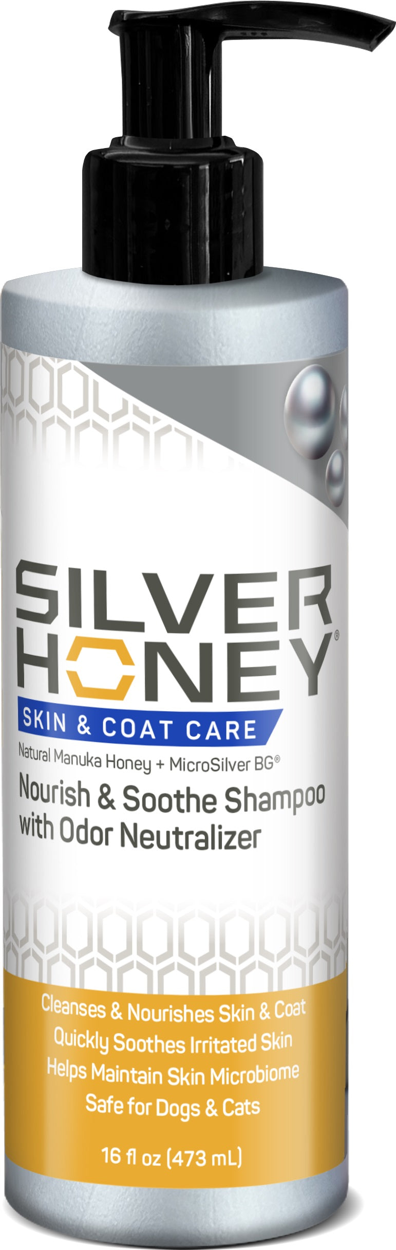 Absorbine Pet Silver Honey® Skin & Coat Care Nourish & Soothe Shampoo with Odor Neutralizer 16 fl oz (473 ml) Pump Bottle
