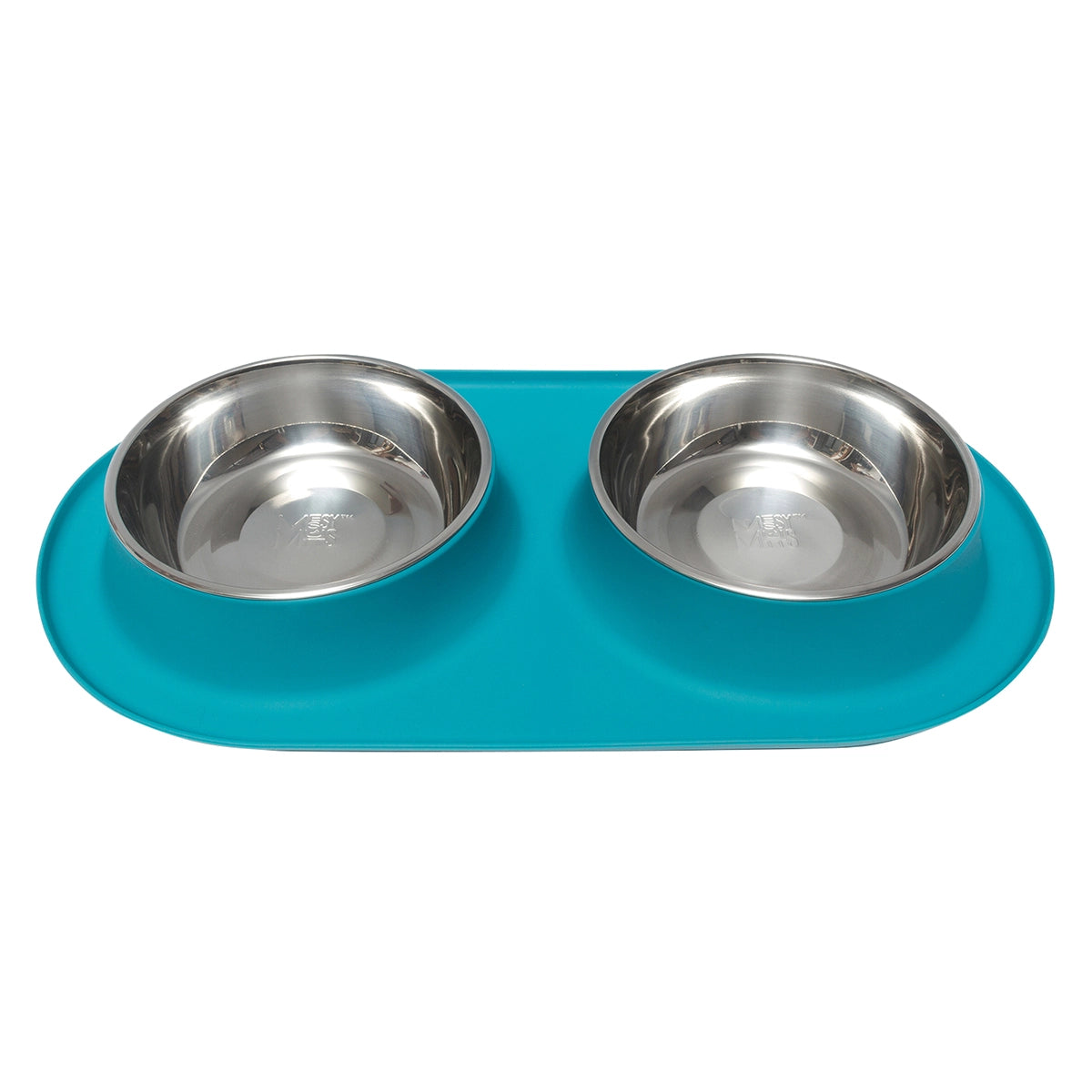 Messy Mutts Double Silicone Feeder with Stainless Bowls Blue XL