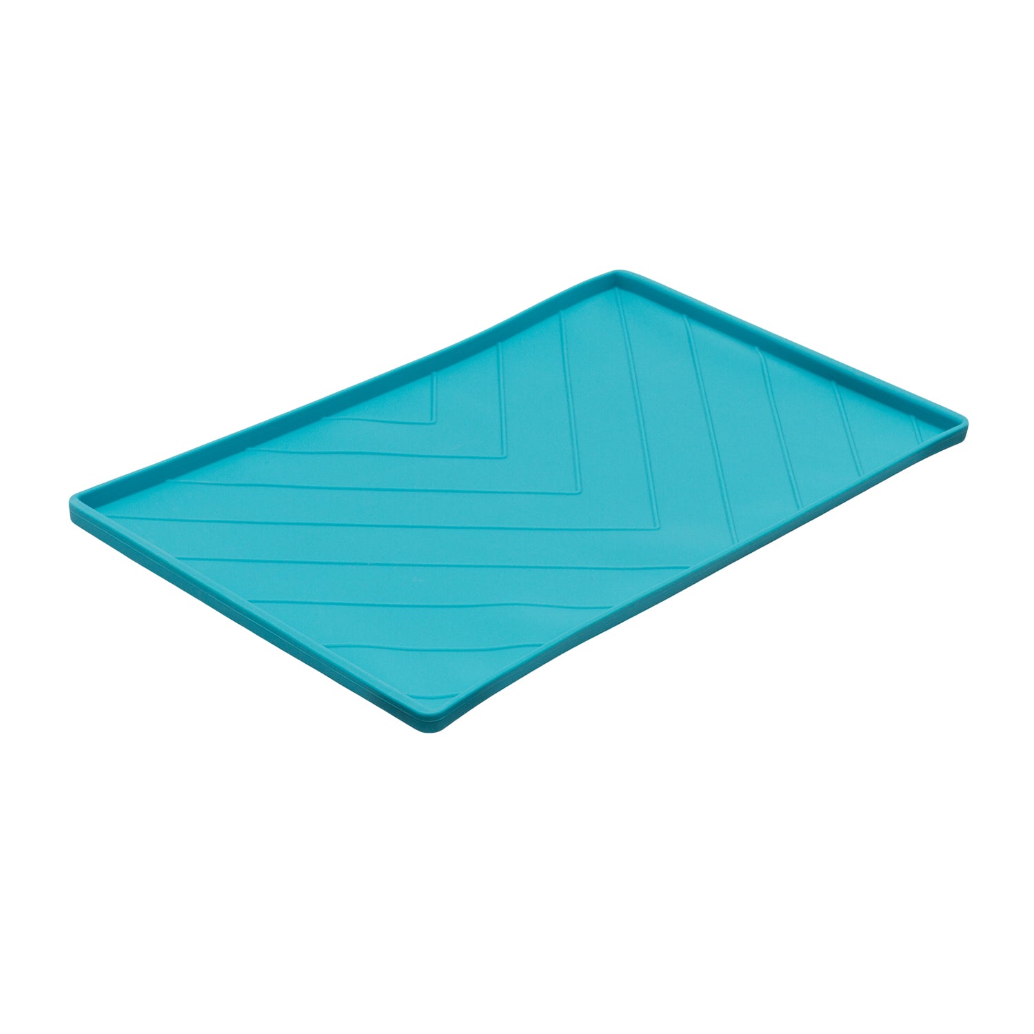 Messy Mutts Silicone Food Mat Raised Edge Blue Medium 20" x 12"