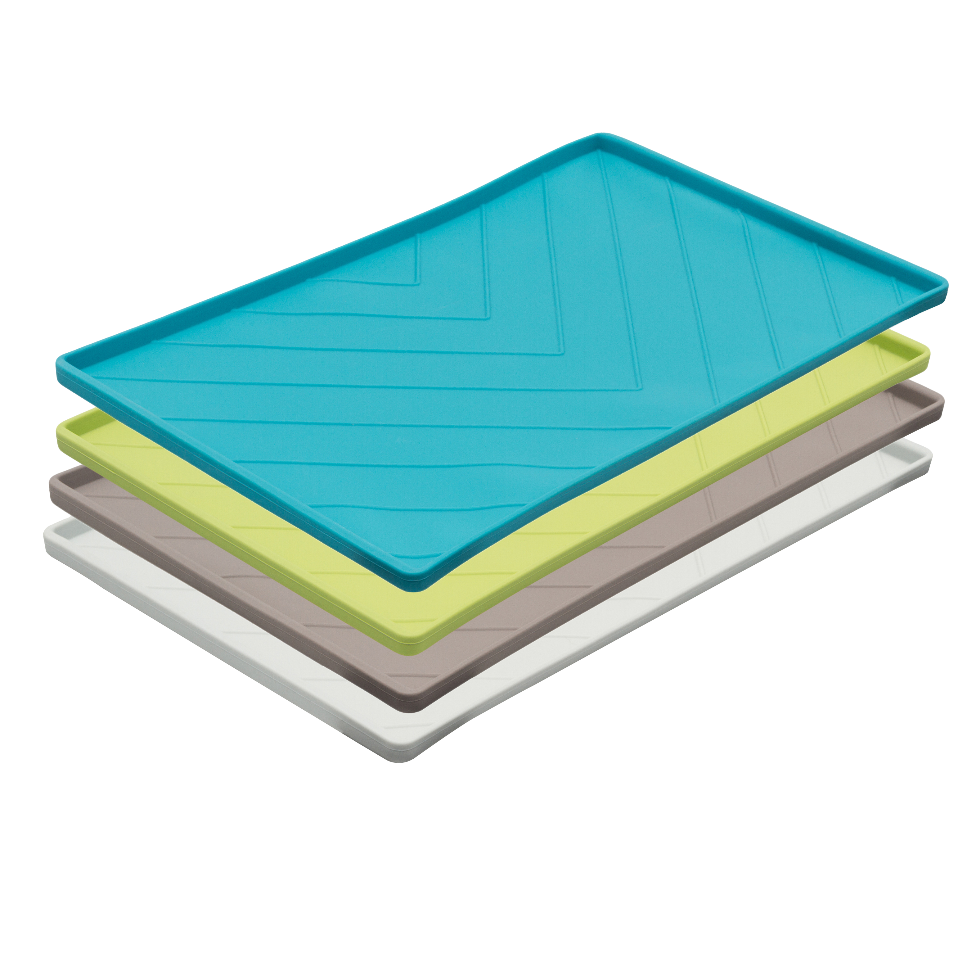 Messy Mutts Silicone Food Mat Raised Edge Blue Medium 20" x 12"