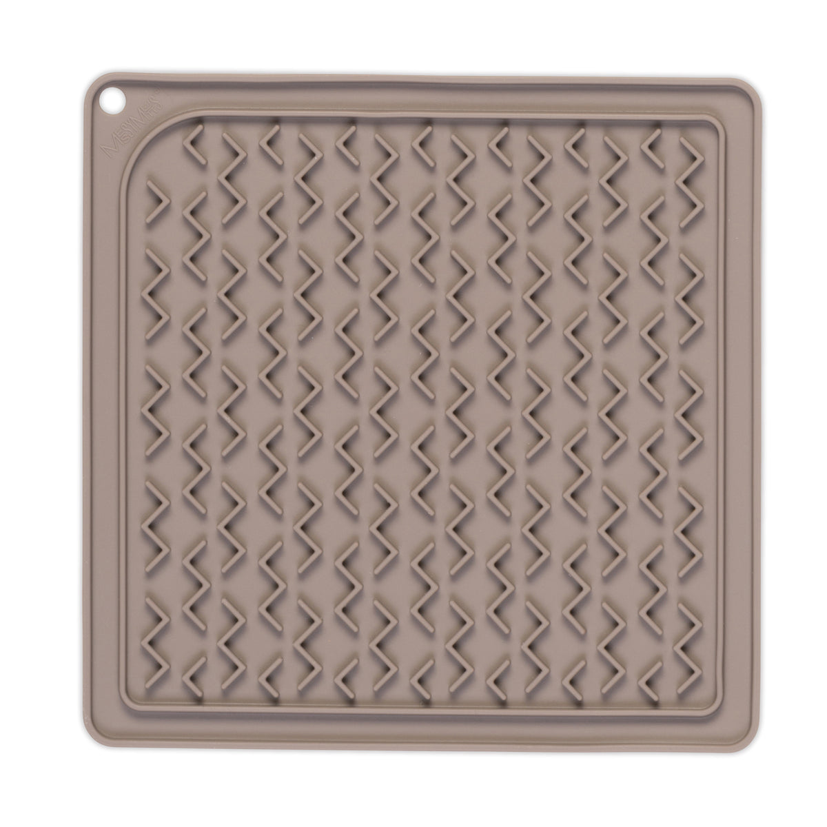 Messy Mutts Silicone Therapeutic Dog Feeding Mat w/Spatula Grey 8" x 8"