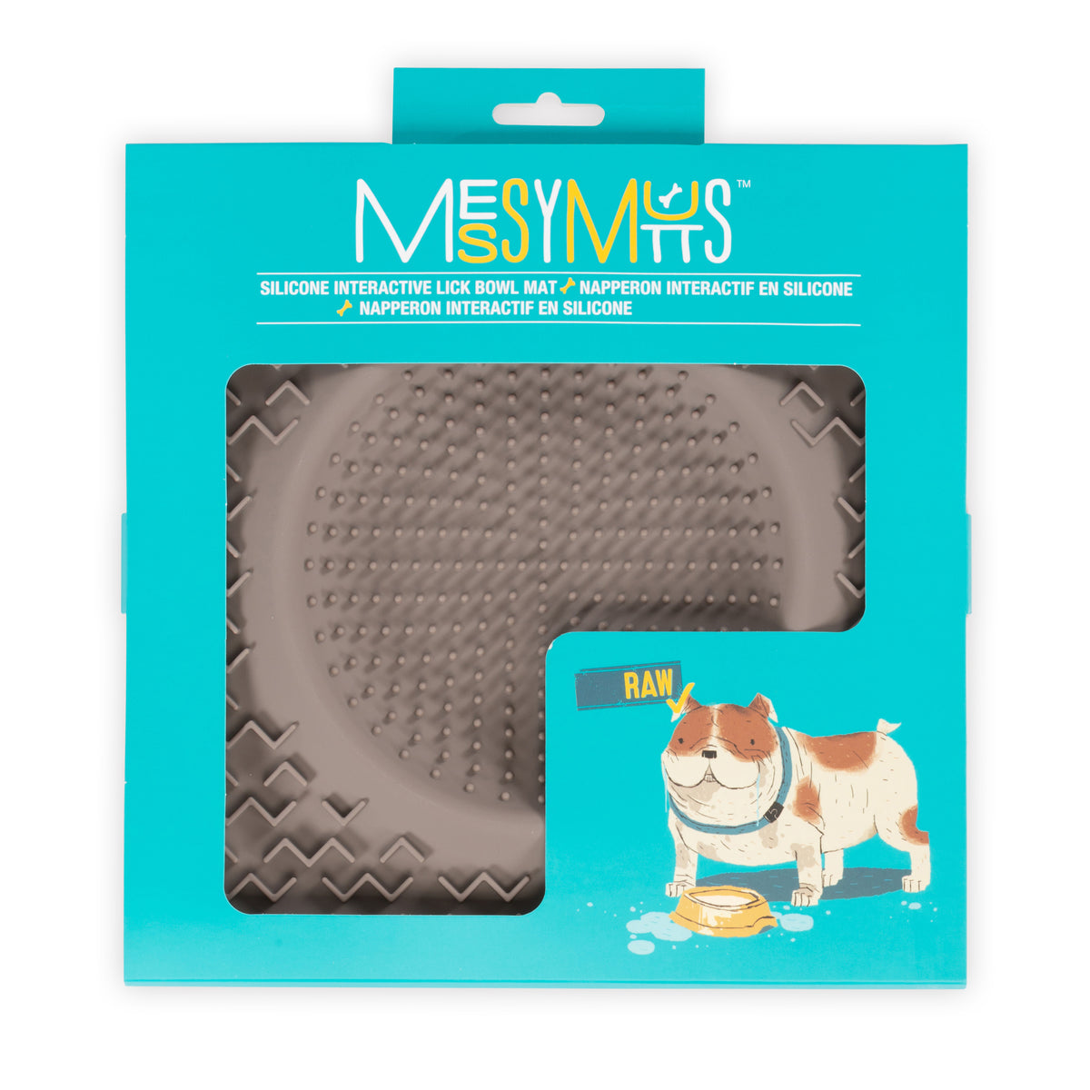 Messy Mutts Silicone Therapeutic Dog Lick Bowl Mat Grey 10" x 10"