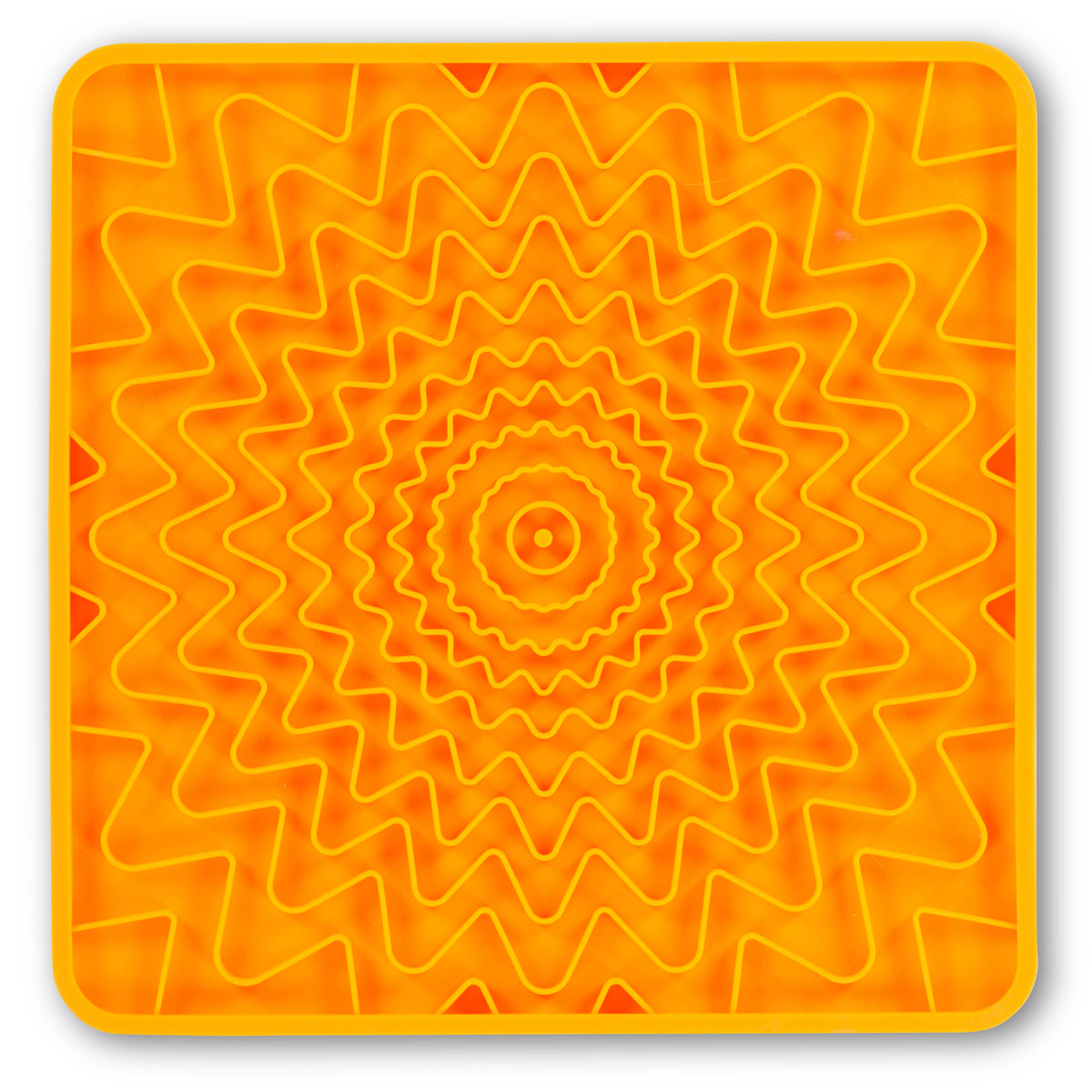 Messy Mutts Framed Spill Resistant Silicone Interactive Lick Mat Orange 10" x 10"