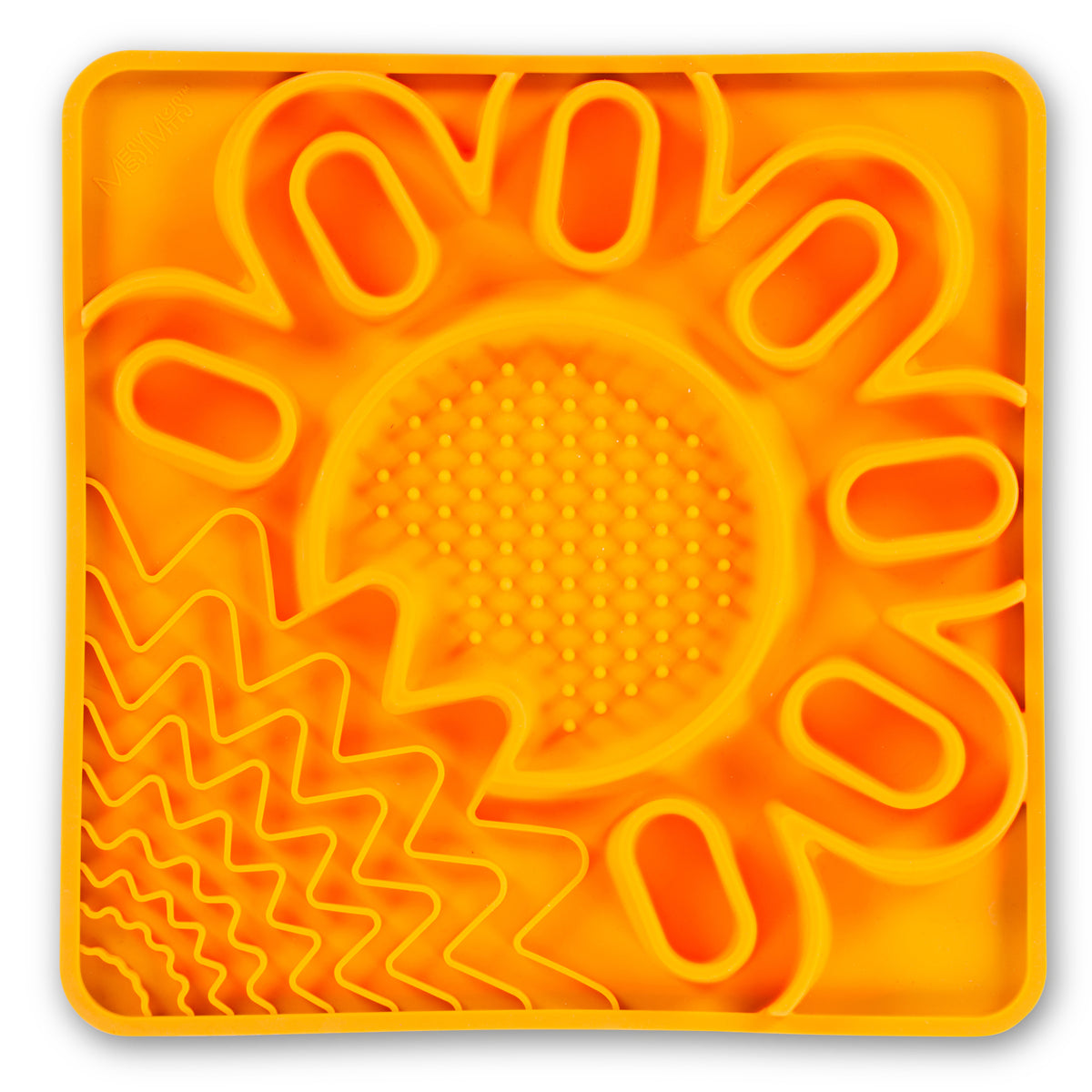 Messy Mutts Framed Spill Resistant Silicone Interactive Multi-Surface Mat Orange 10" x 10"