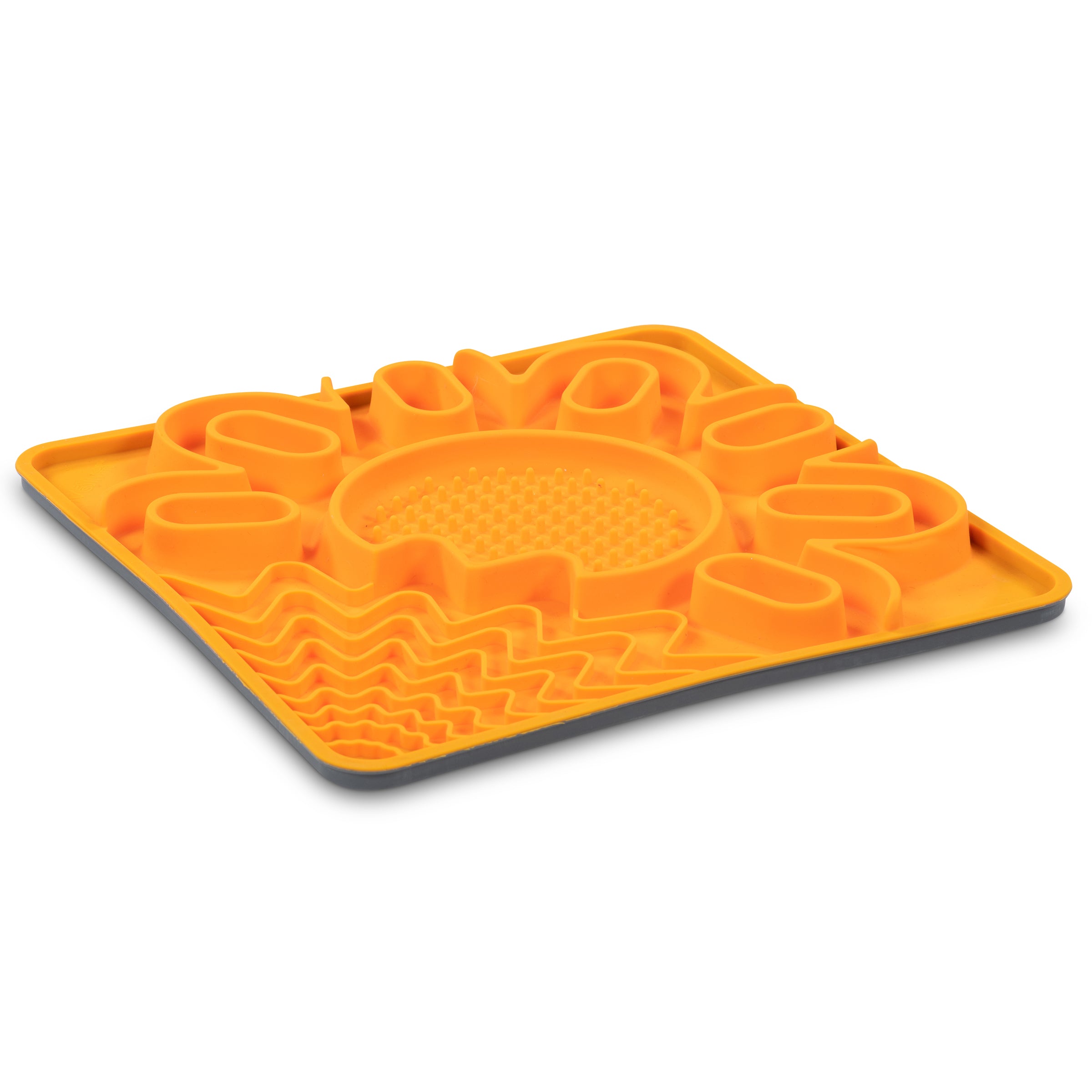 Messy Mutts Framed Spill Resistant Silicone Interactive Multi-Surface Mat Orange 10" x 10"