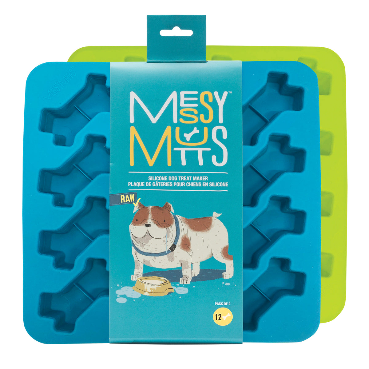 Messy Mutts Silicone Bake & Freeze Dog Treat Makers Bone Shape 2pk
